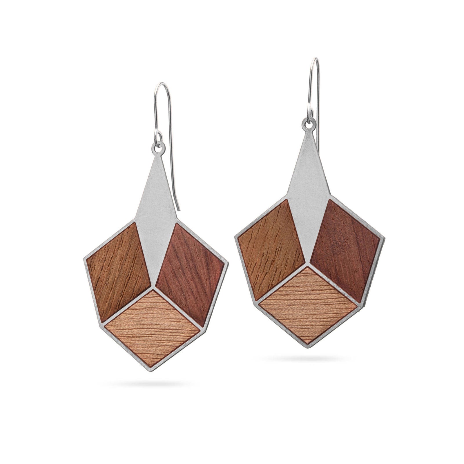 Statement Ohrringe mit Holz klein | Edelstahl