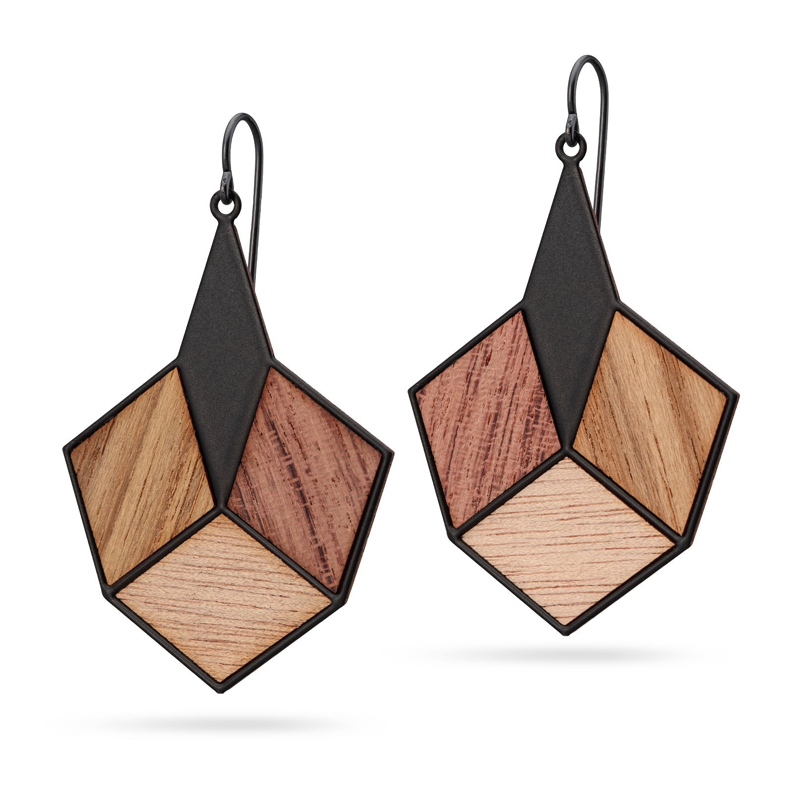 Statement Ohrringe mit Holz | schwarz