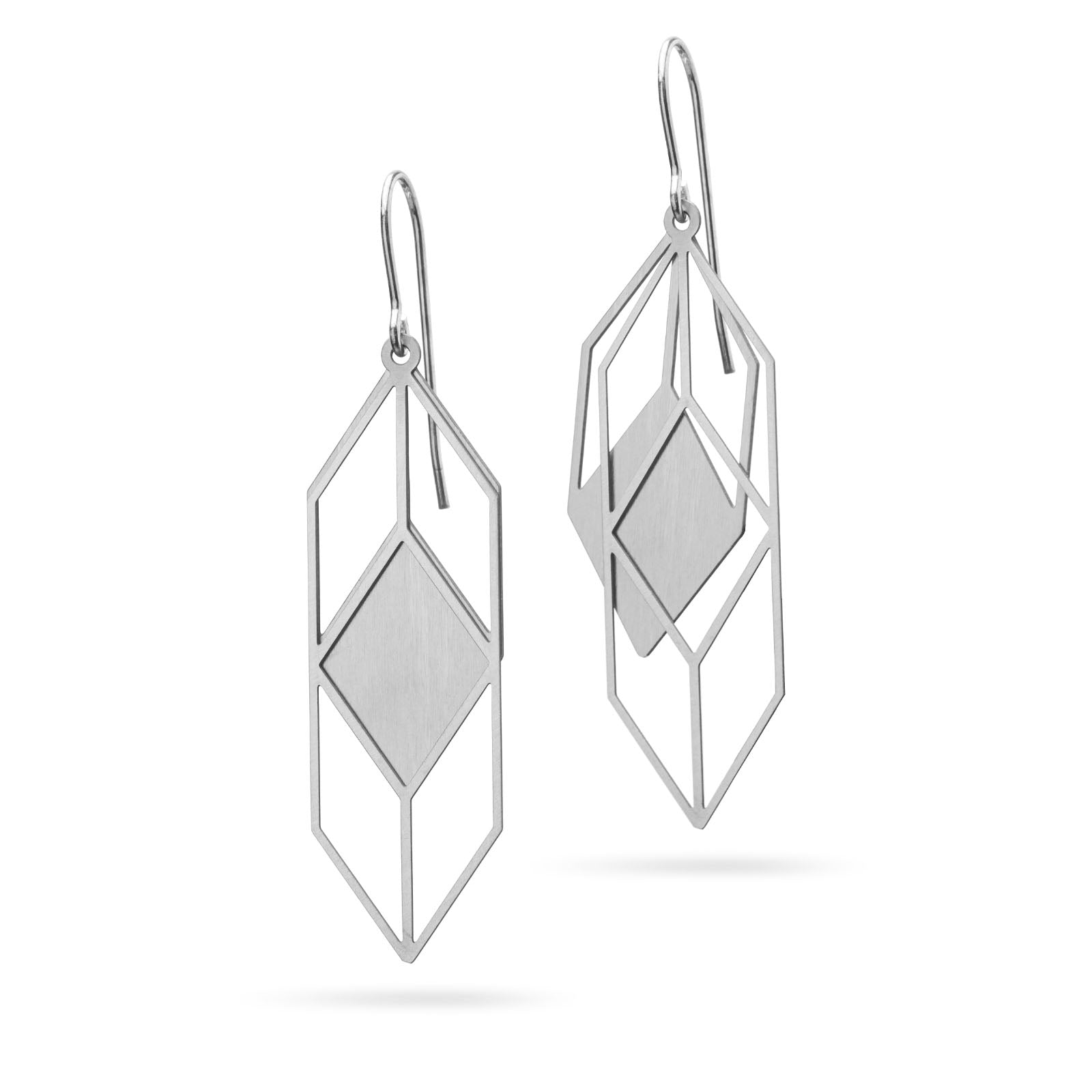 Bewegliche Ohrringe lang Edelstahl