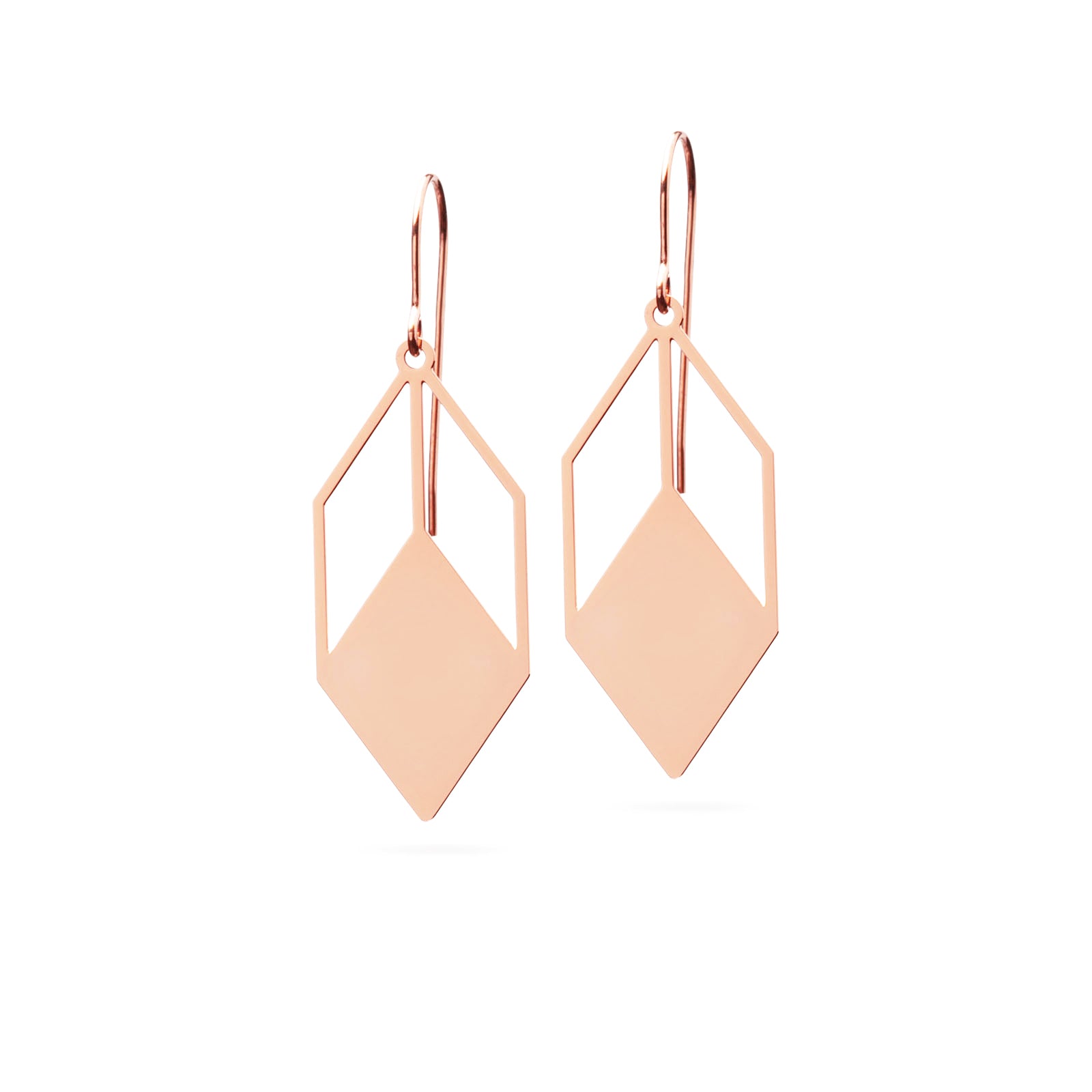 Designer Ohrringe grafisch rosévergoldet matt