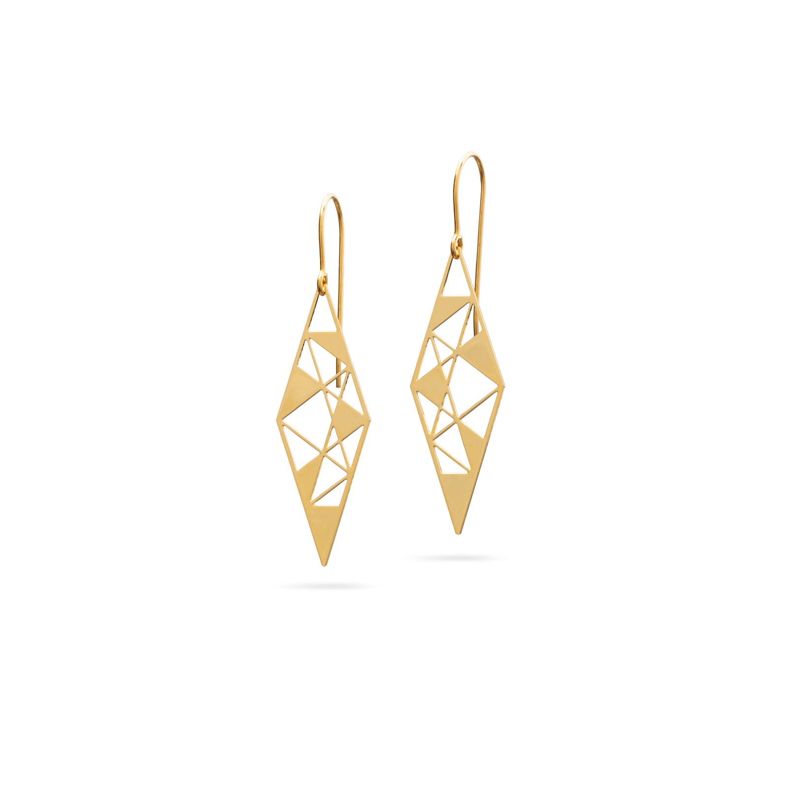 Kleine rautenförmige Ohrringe | vergoldet matt