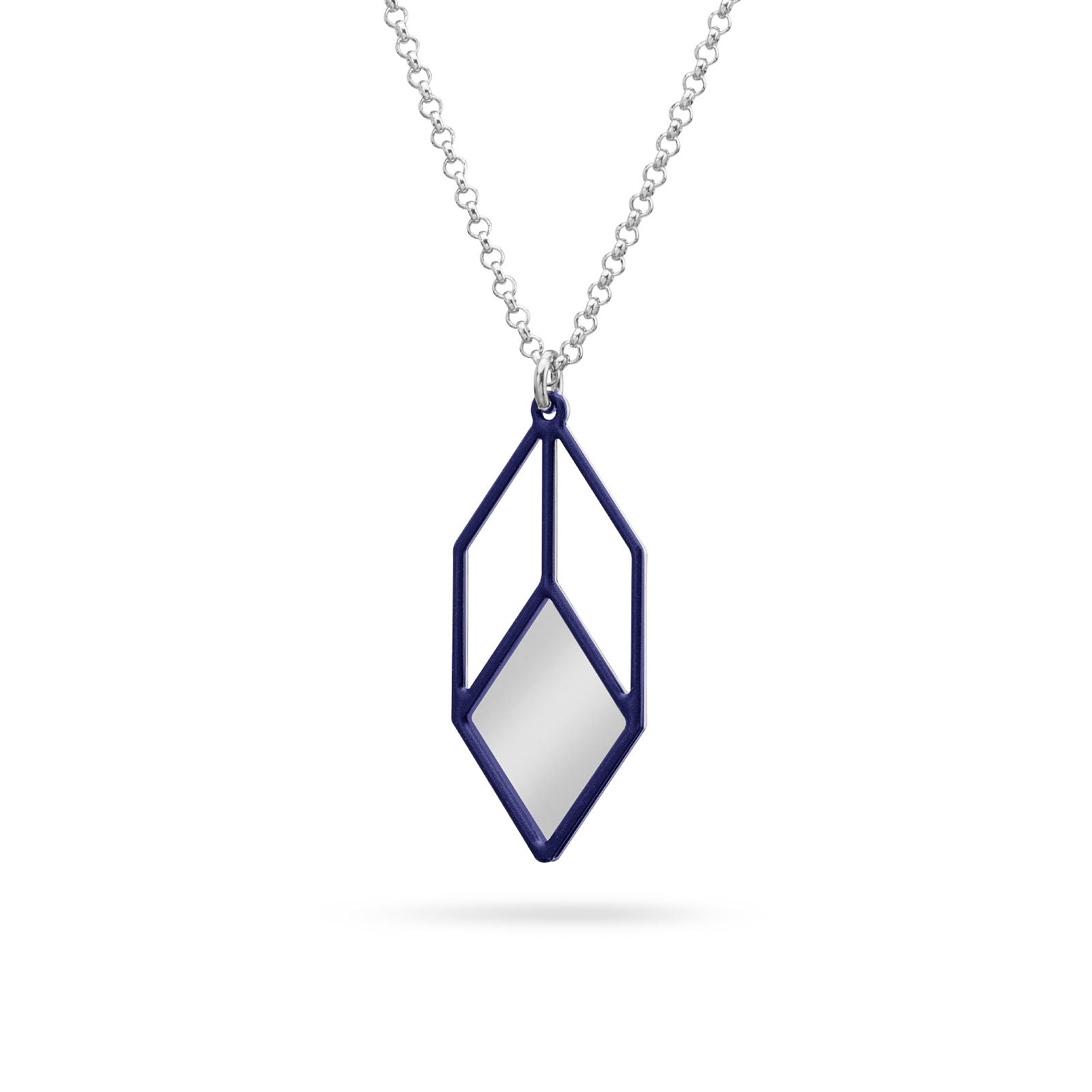 Geometrischer Anhänger Cubicum | silber/blau