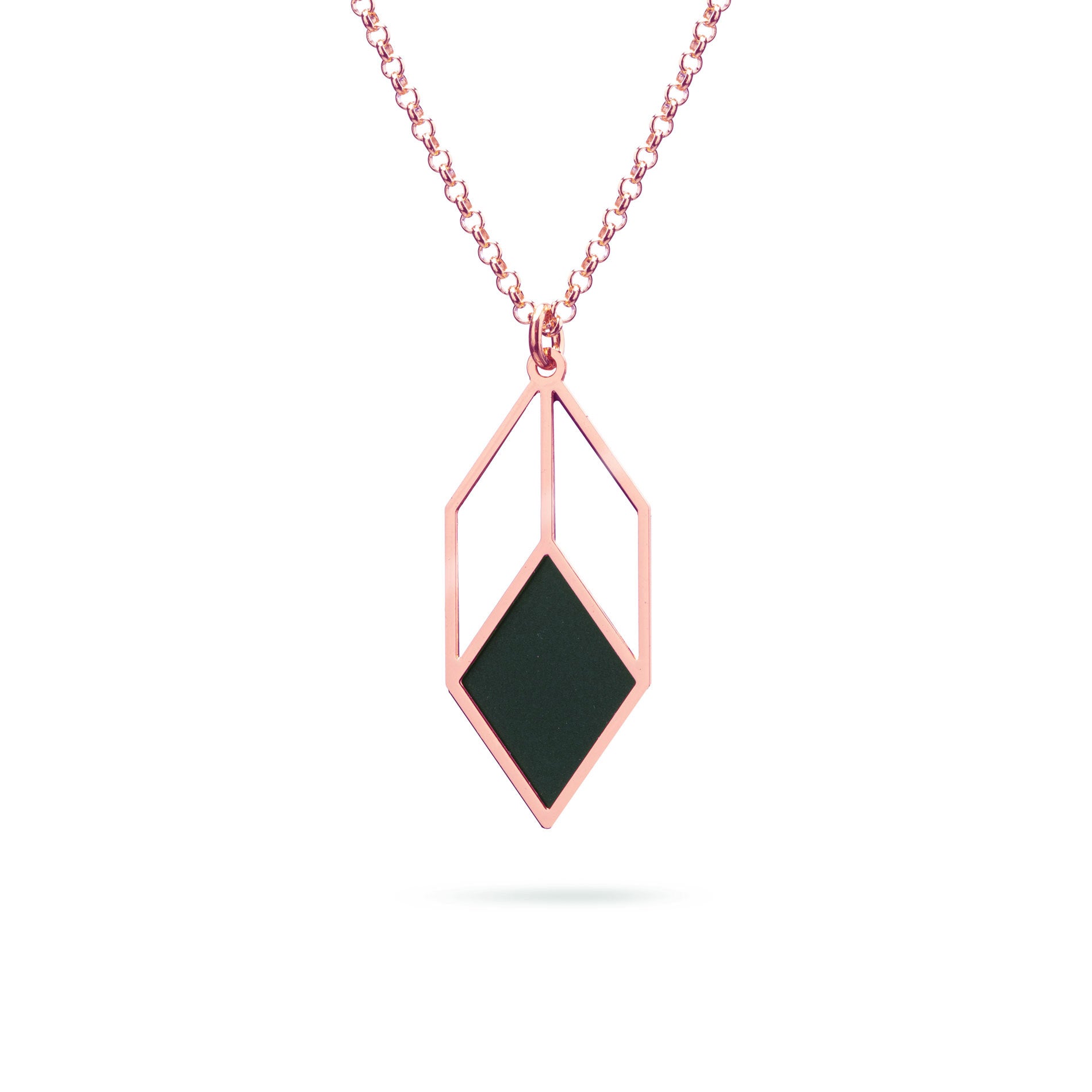 Geometrischer Anhänger Cubicum | rosé/schwarz