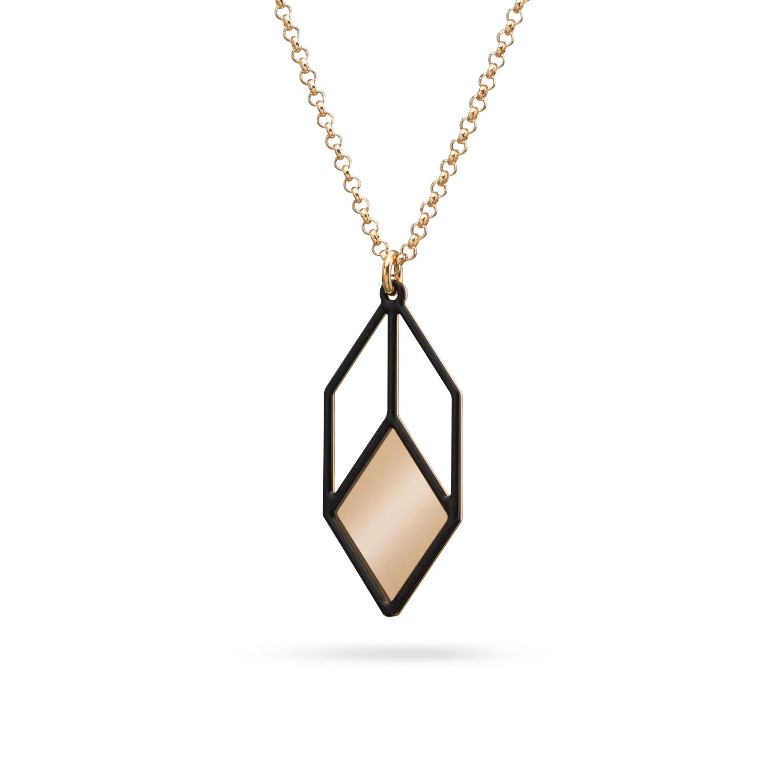 Geometrischer Anhänger Cubicum | gold/schwarz