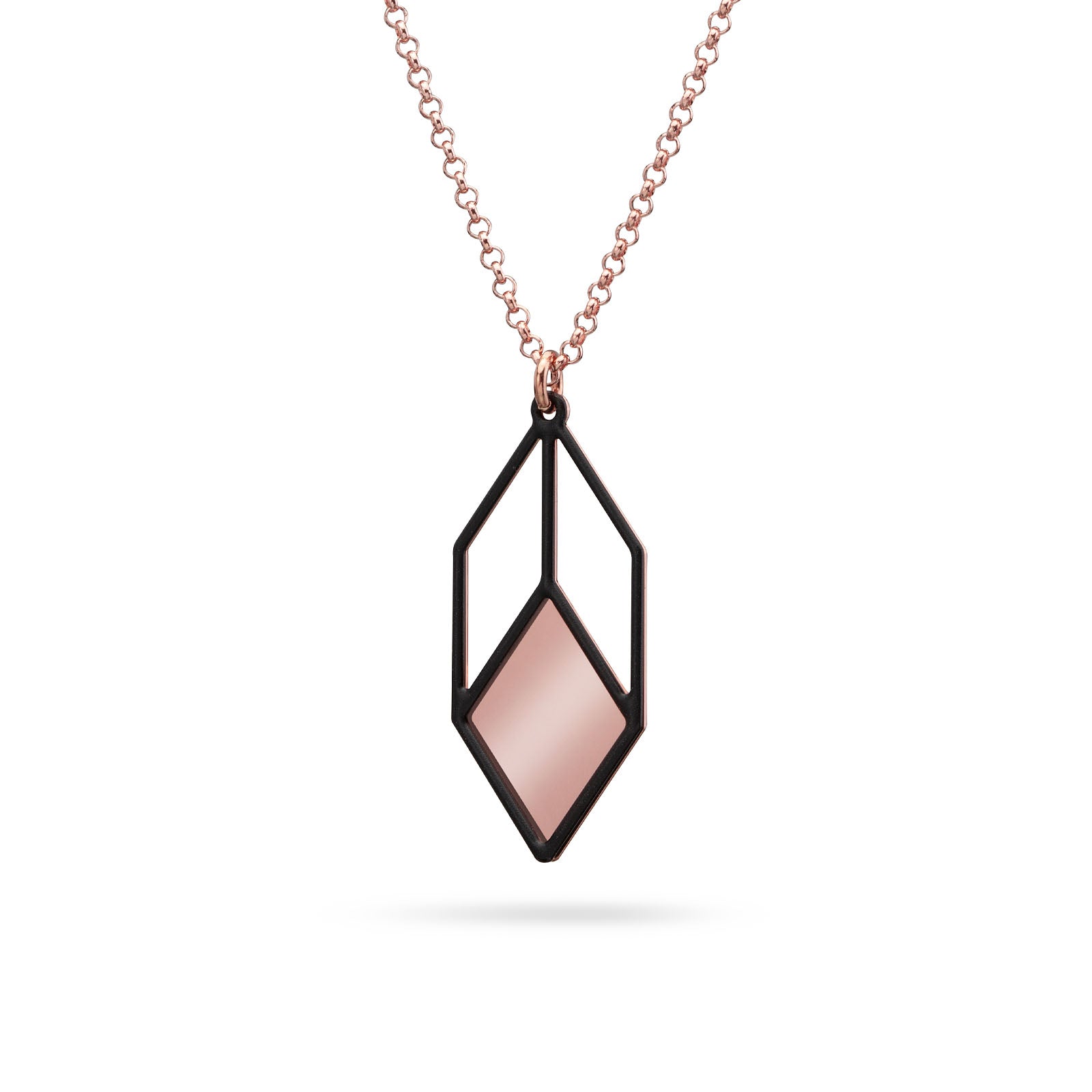 Geometrischer Anhänger Cubicum | rosé/schwarz
