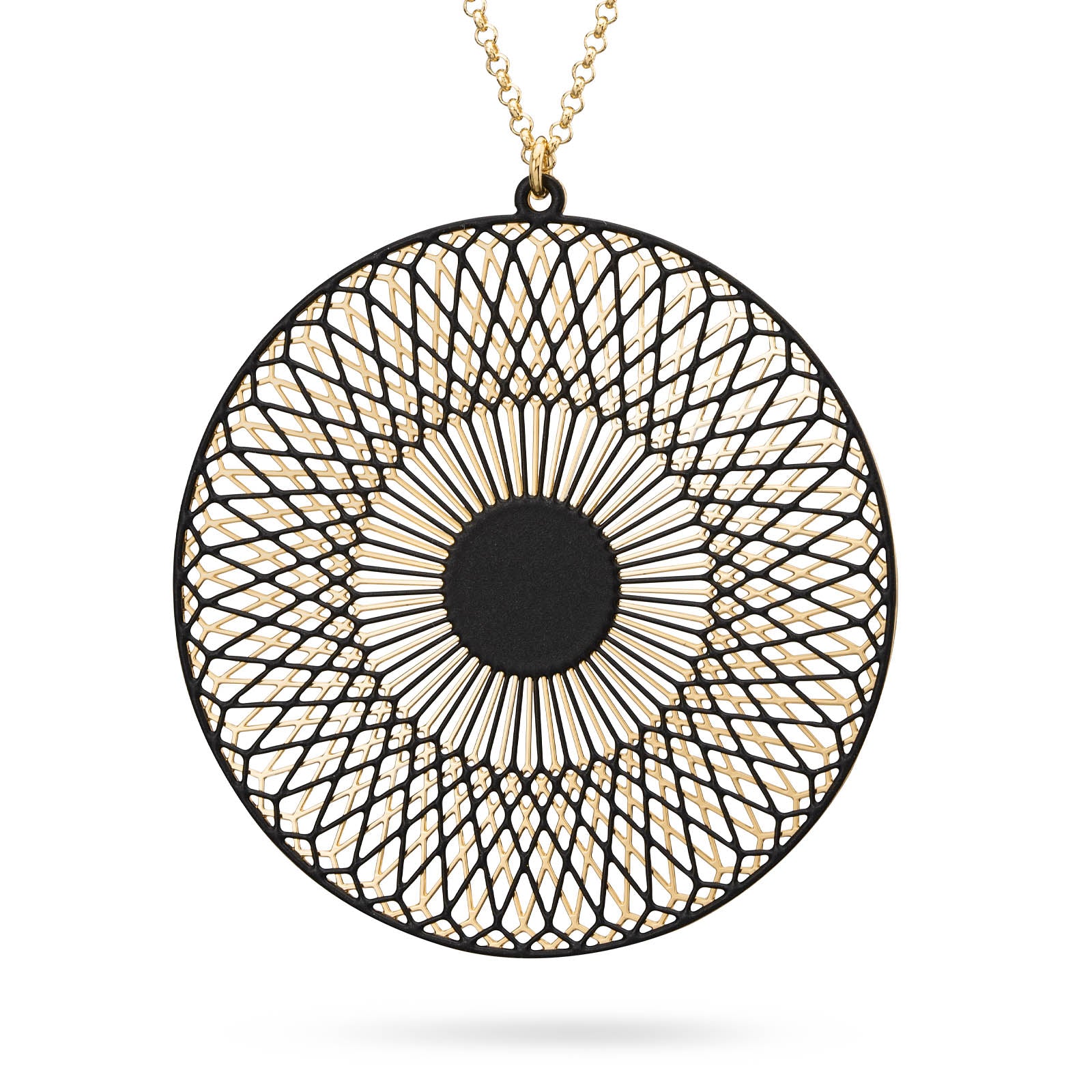 Halskette Sonnenrad Medium | schwarz/gold