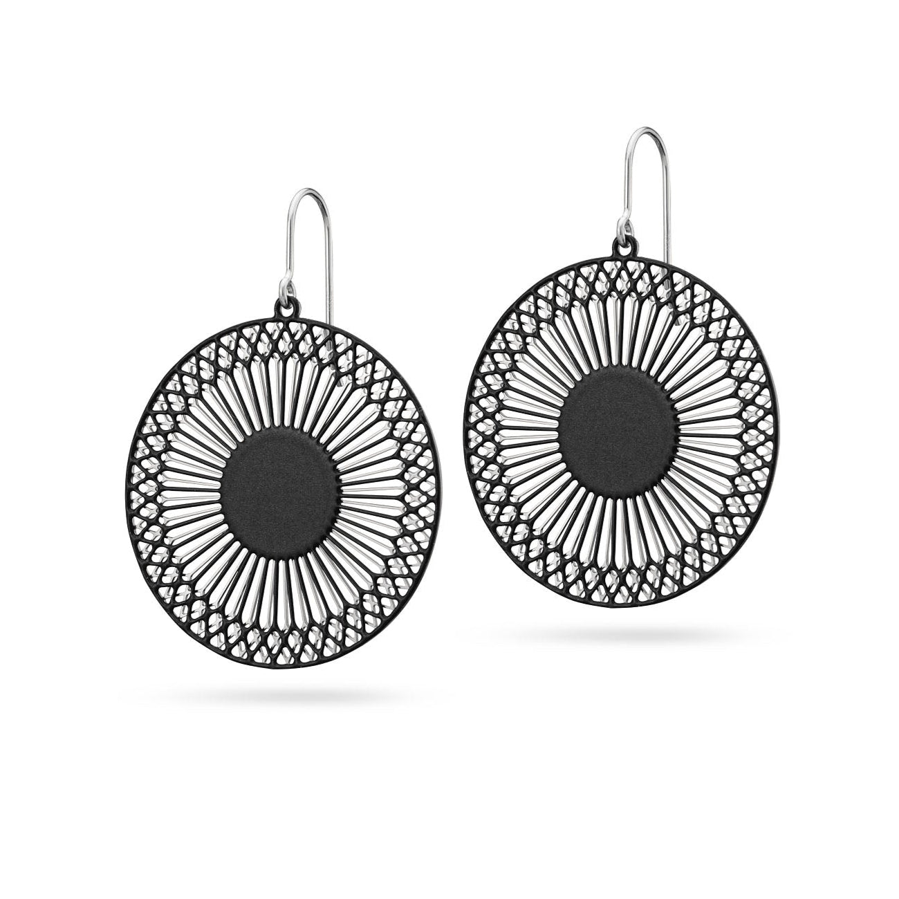 Runde Ohrringe komplex schwarz/silber