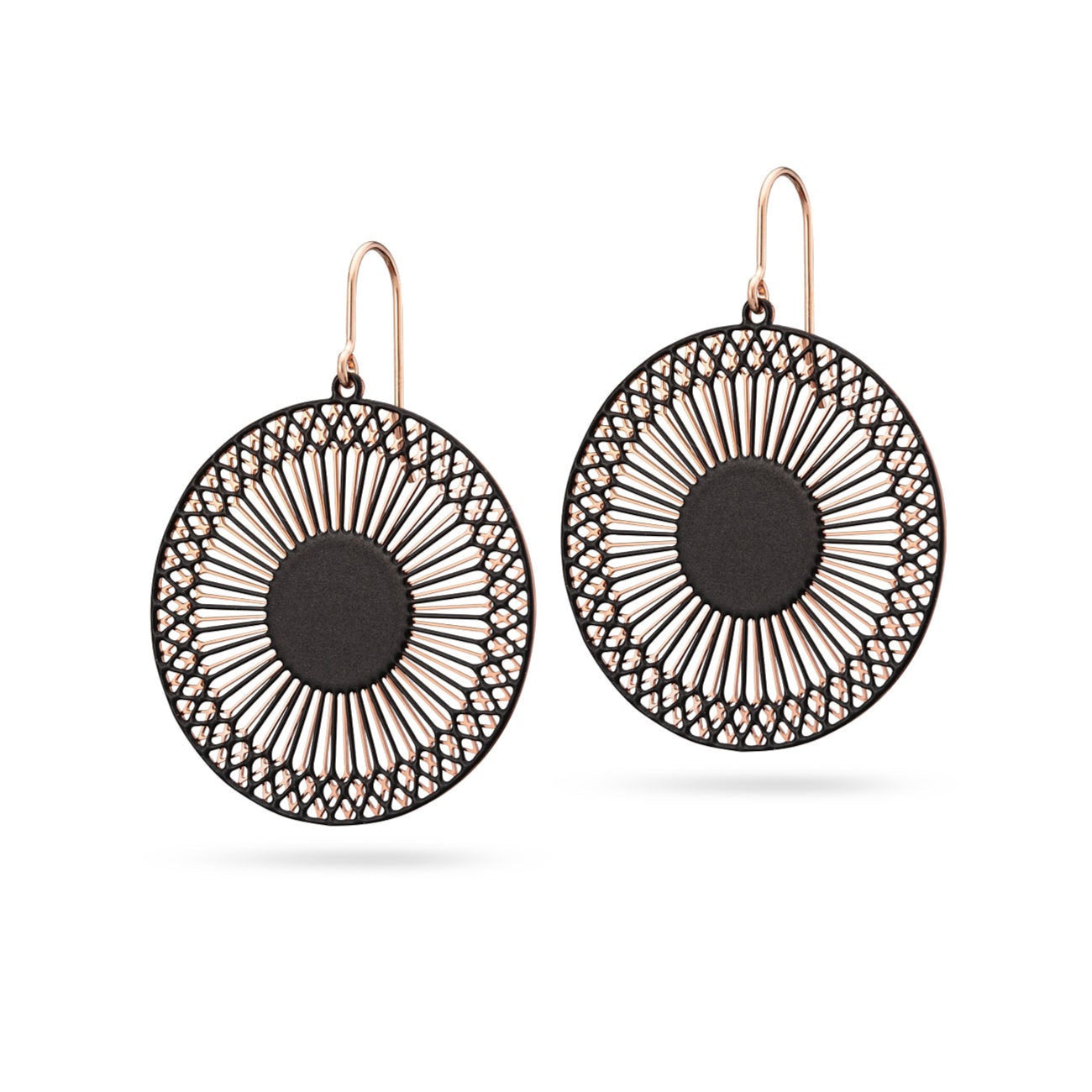 Runde Ohrringe komplex schwarz/rosé