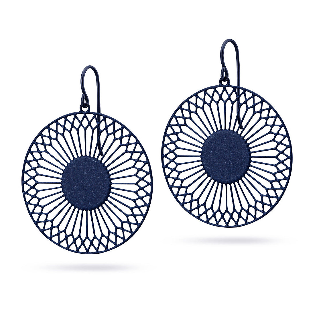 Runde Ohrringe Sonnensymbol blau