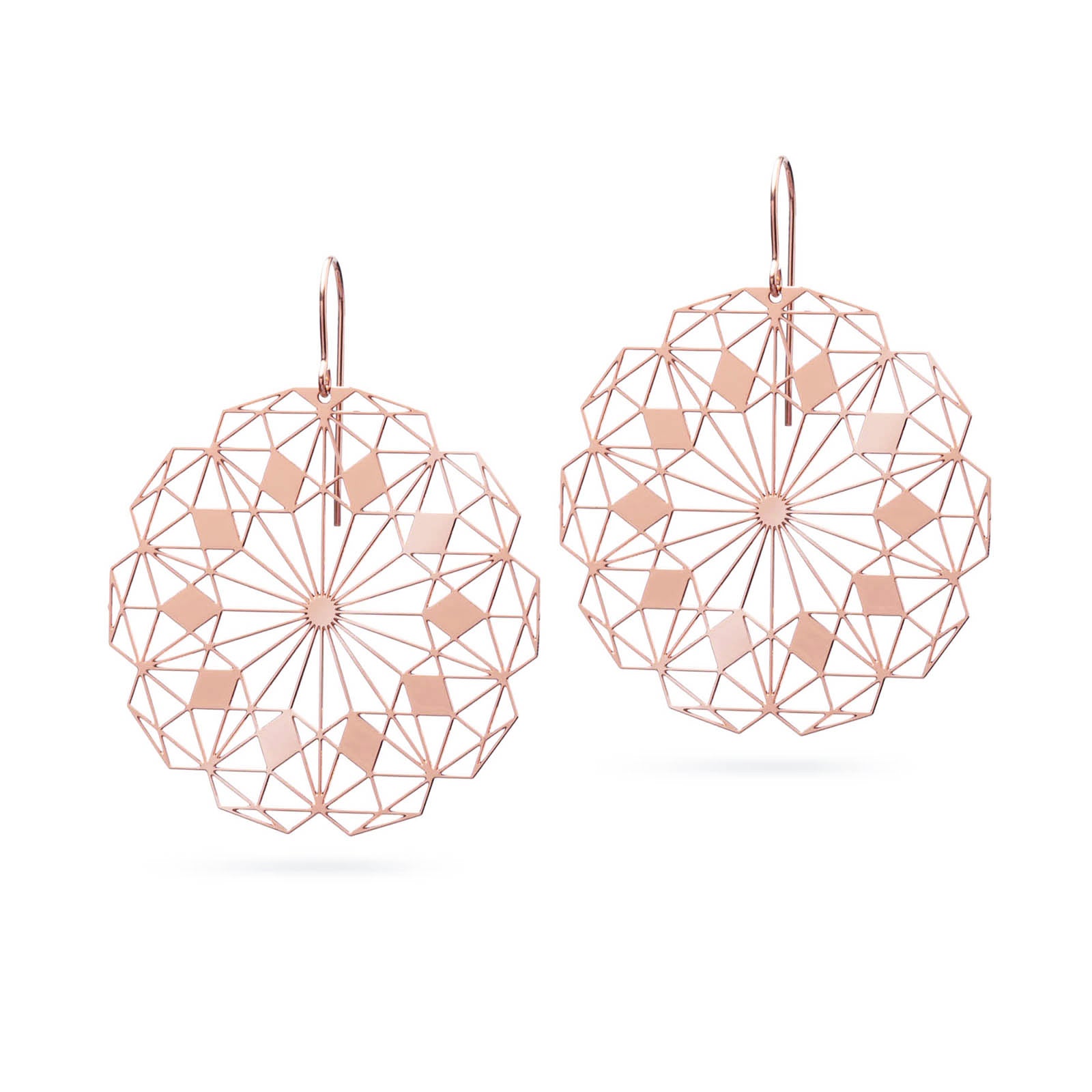 Ausgefallene moderne Ohrringe Roségold glänzend