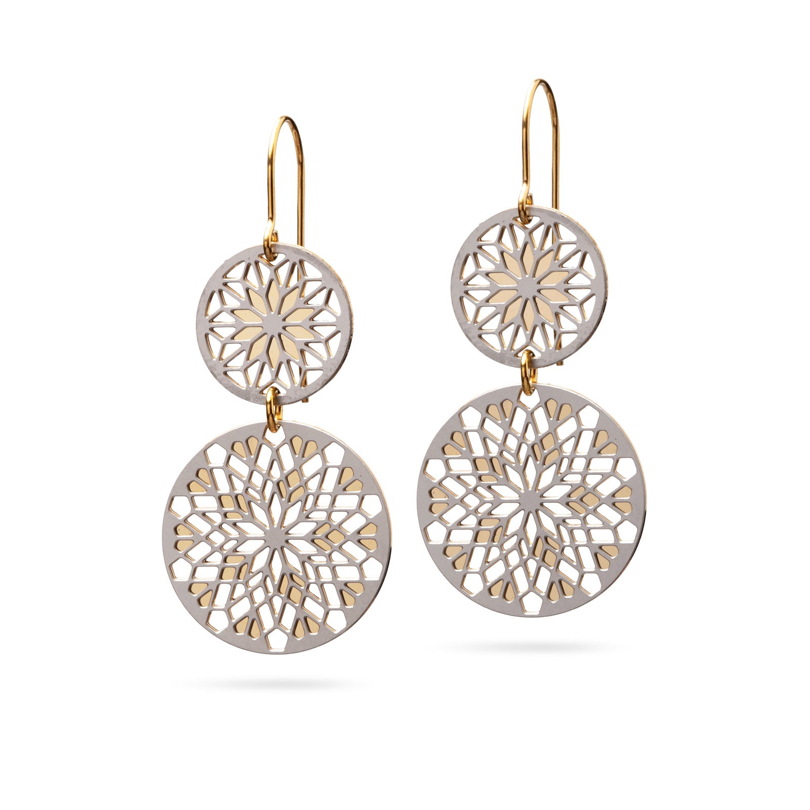 Florale Bicolor Ohrhänger silber/gold