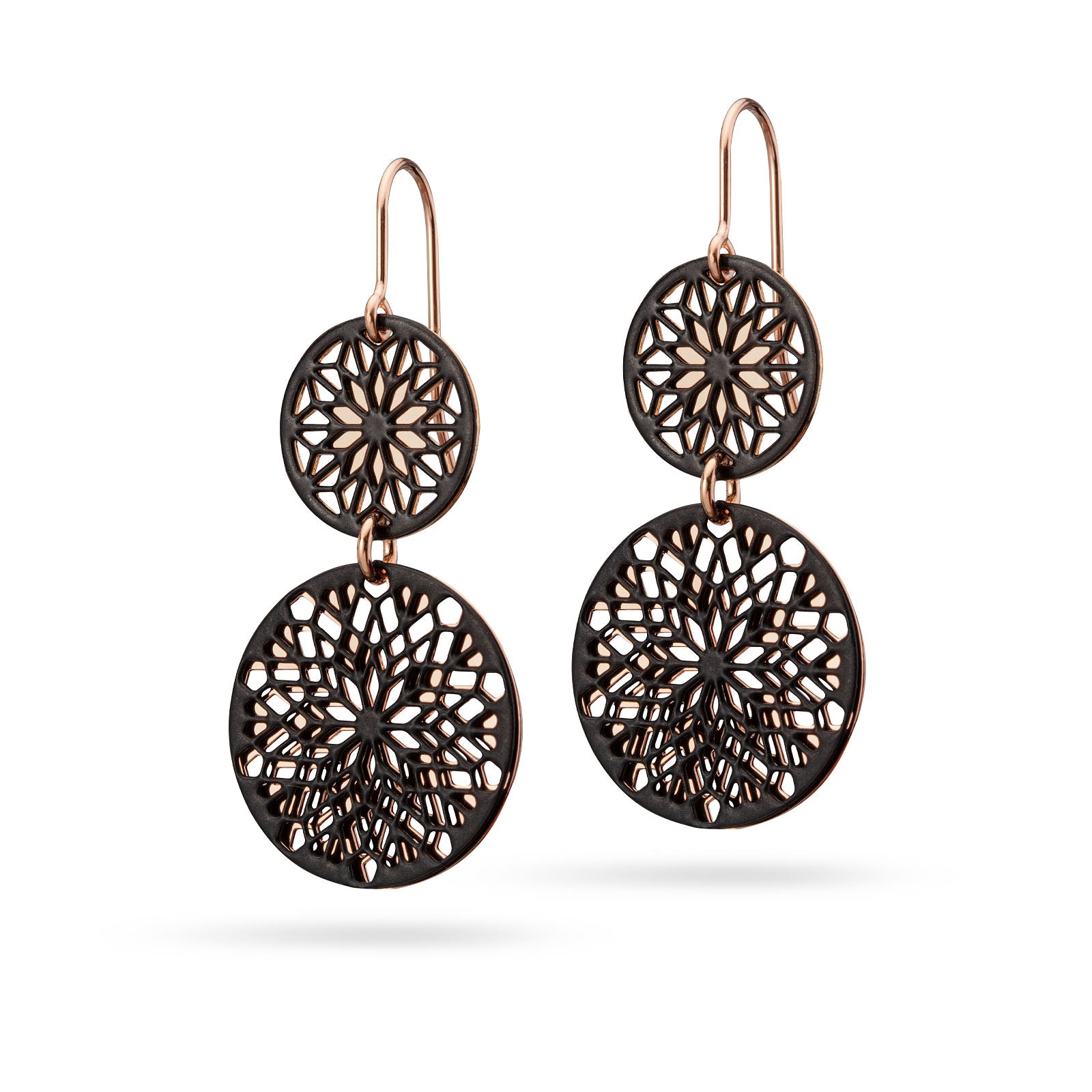 Florale Bicolor Ohrhänger schwarz/rosé