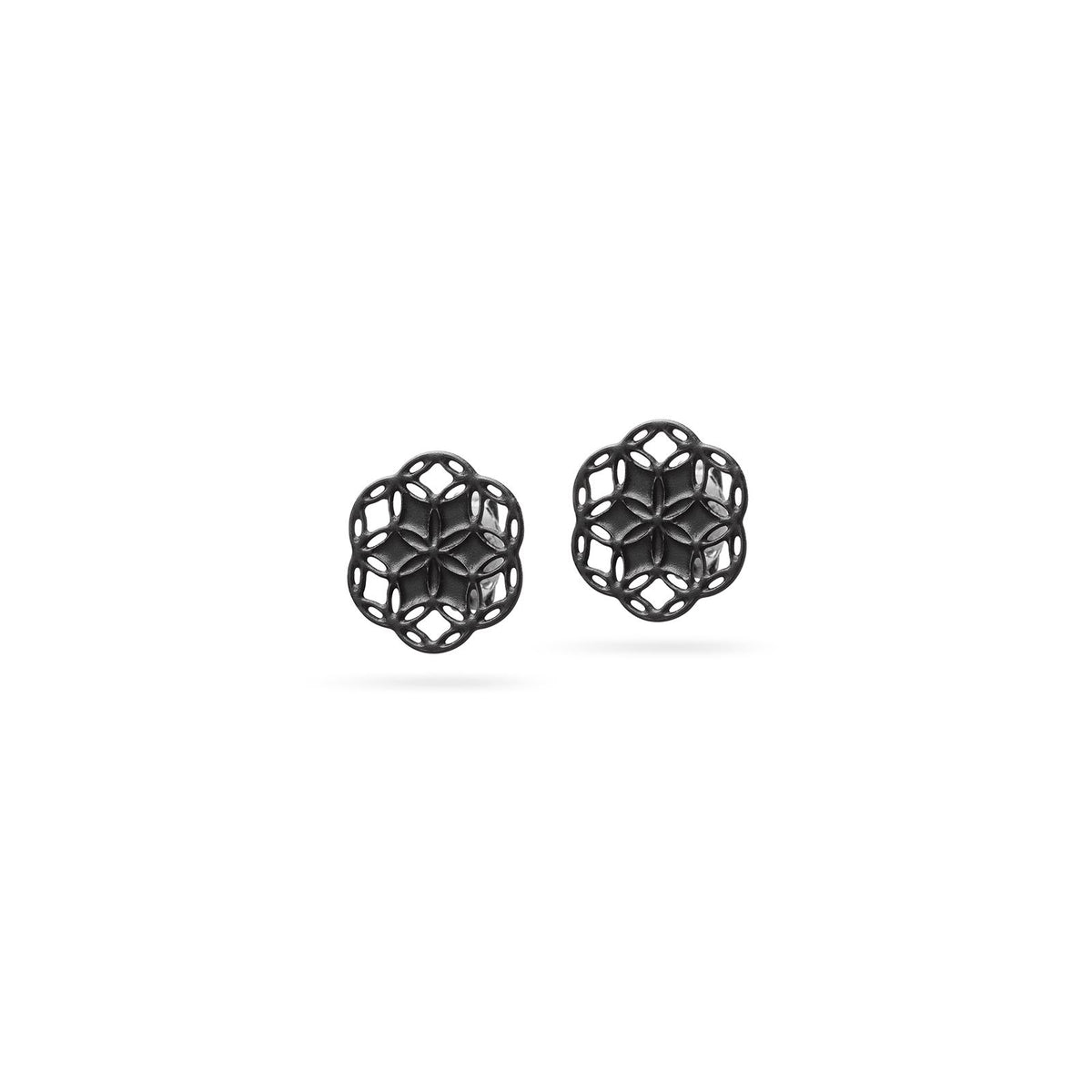 Filigraner Seed of Life Ohrstecker schwarz