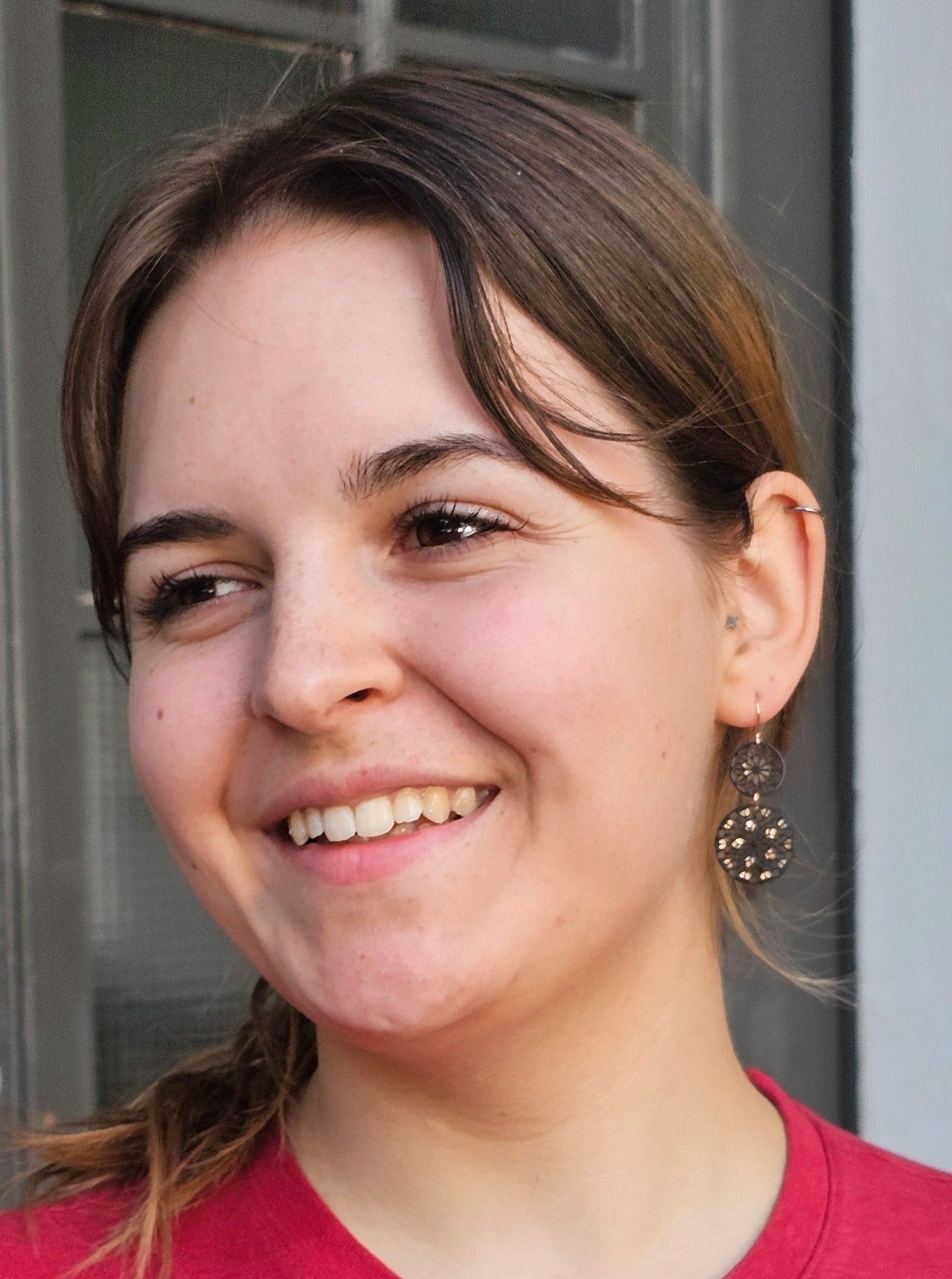 Florale Bicolor Ohrhänger schwarz/rosé