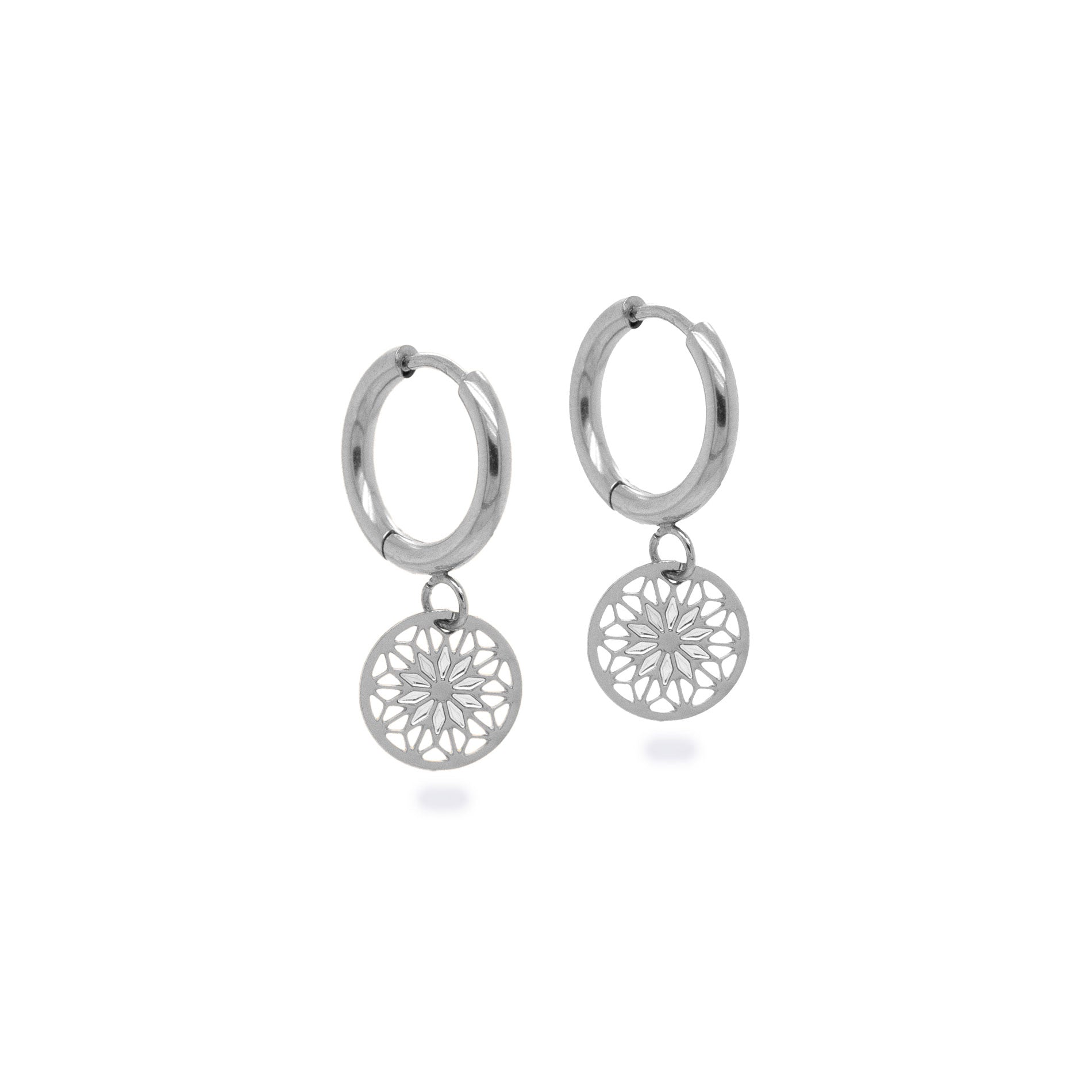 Creolen mit filigranem Anhänger Edelstahl