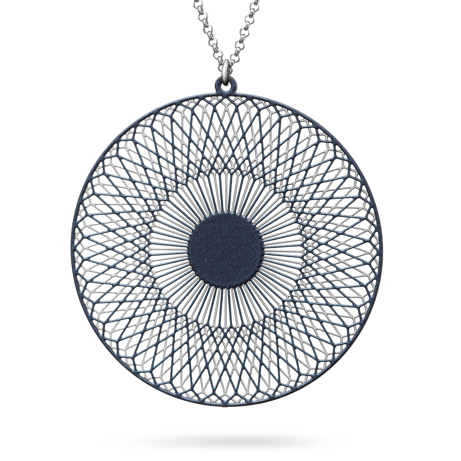 Halskette Sonnenrad Medium | blau/silber