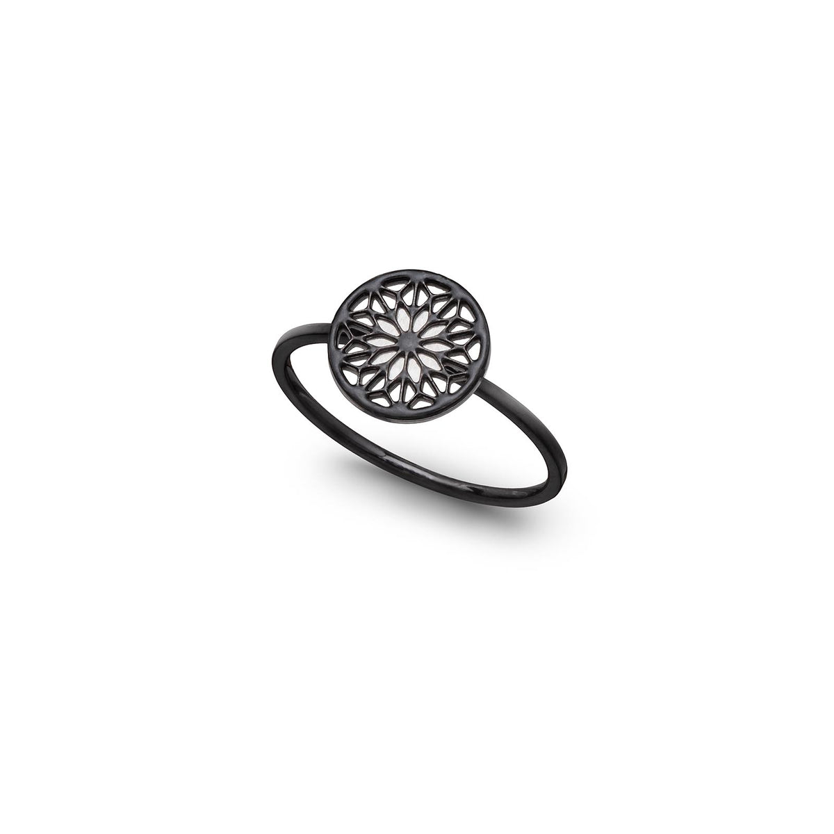 Filigraner schwarzer Mandala Ring