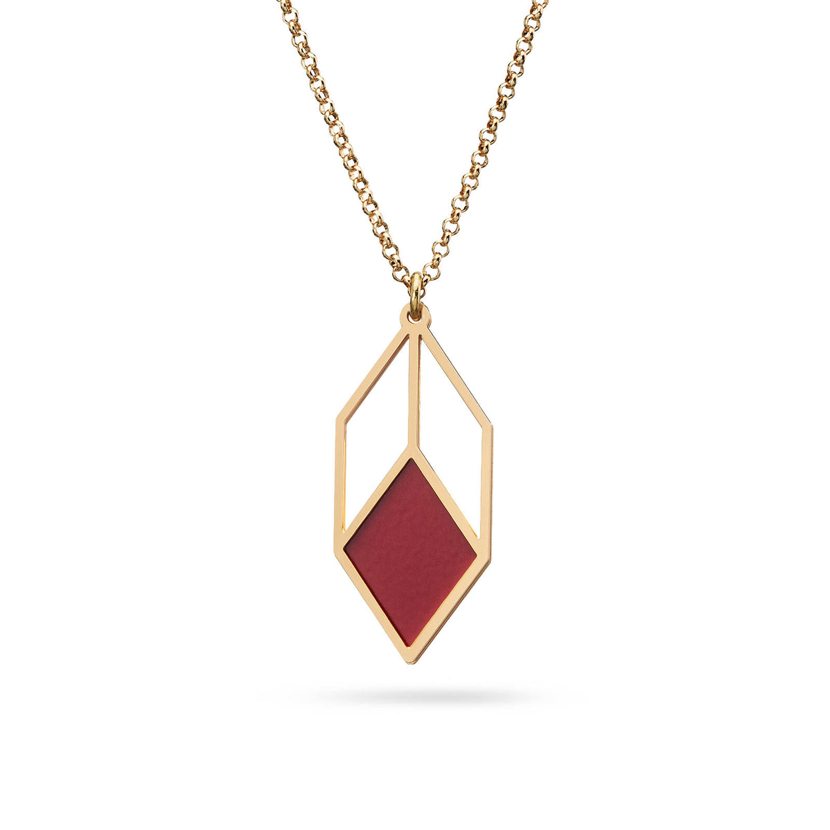Geometrischer Anhänger gold/rot | CUBICUM