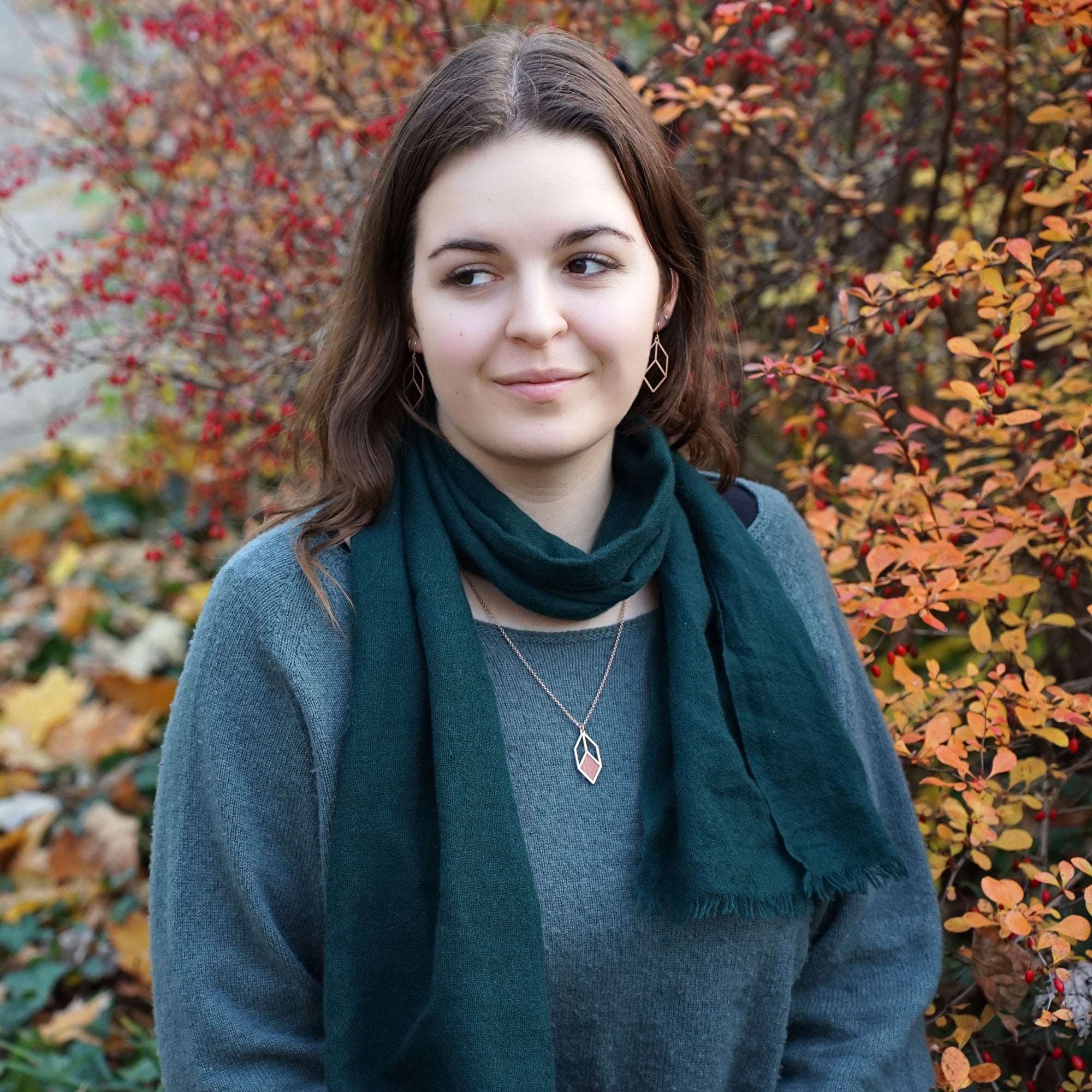 Anhänger Cubicum mit Holz silber/rosé