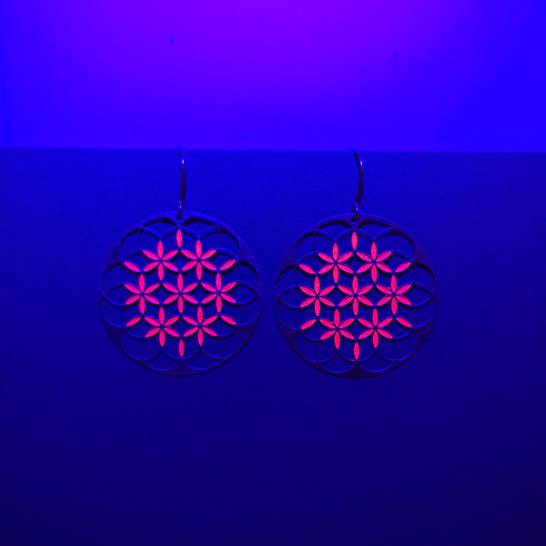 Flower of Life Ohrringe | pink floureszierend