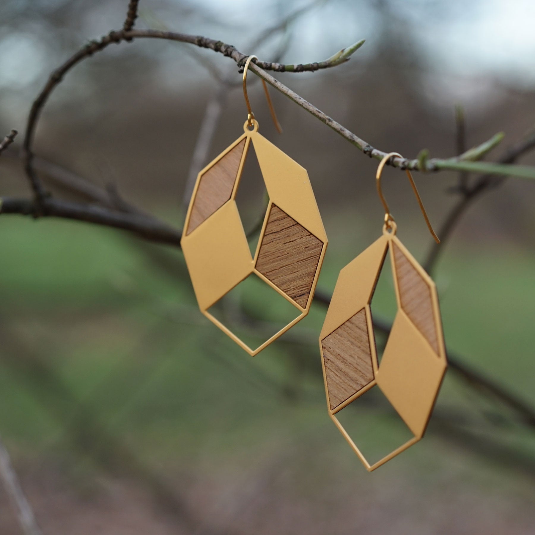 Große geometrische Ohrringe | vergoldet matt