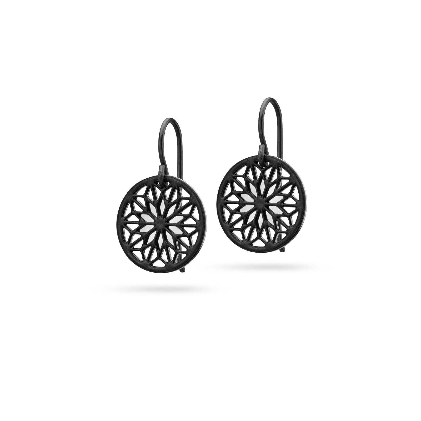 Kleine Mandala Ohrringe Bicolor | schwarz/silber