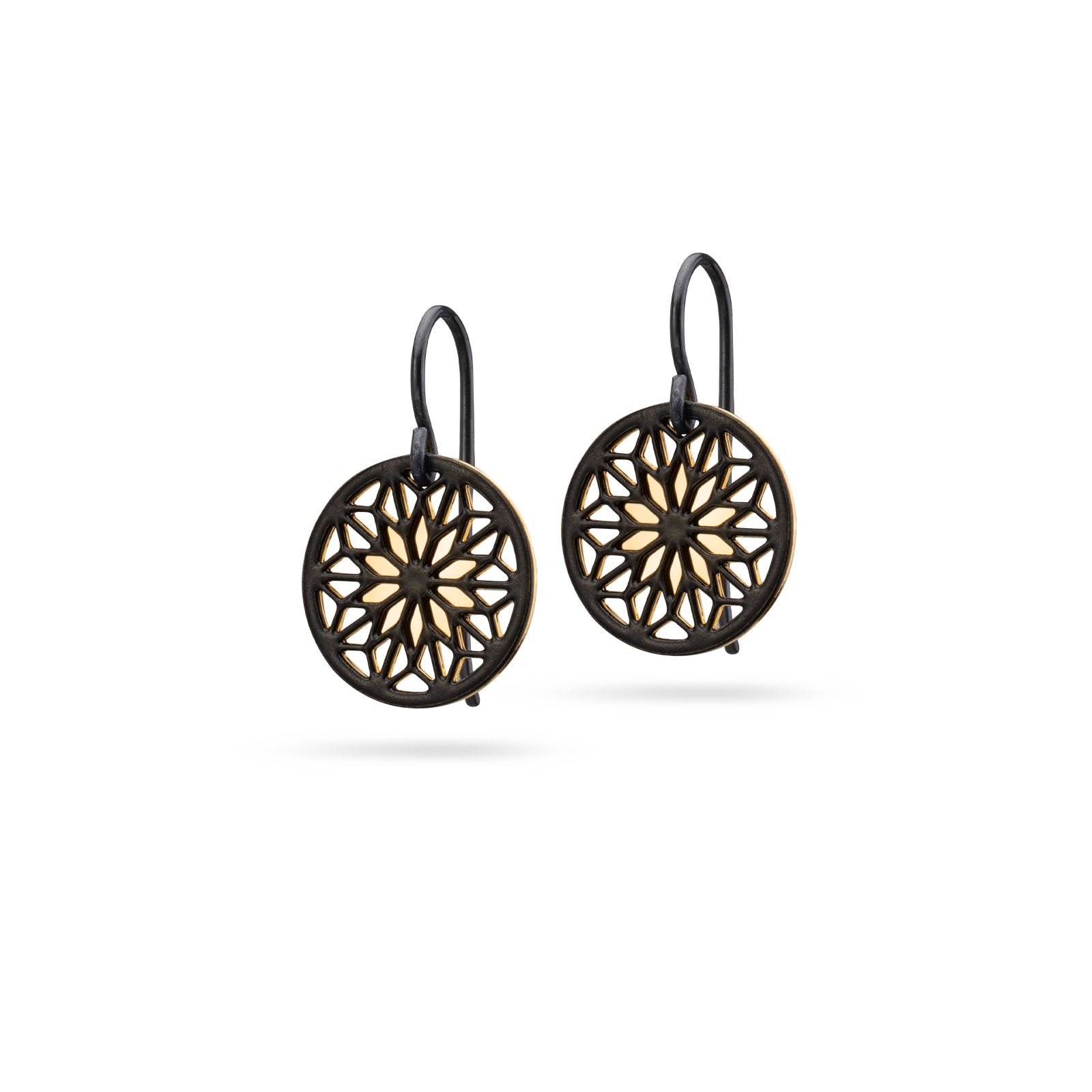 Kleine Mandala Ohrringe Bicolor | schwarz/gold