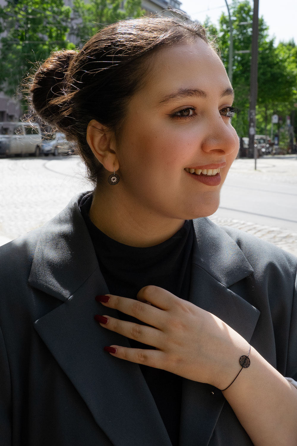 Kleine Mandala Ohrringe Bicolor | schwarz/gold