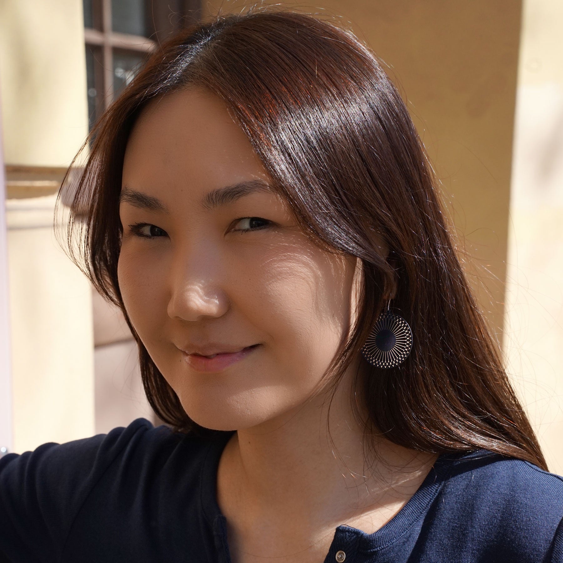 Runde Ohrringe komplex blau/silber