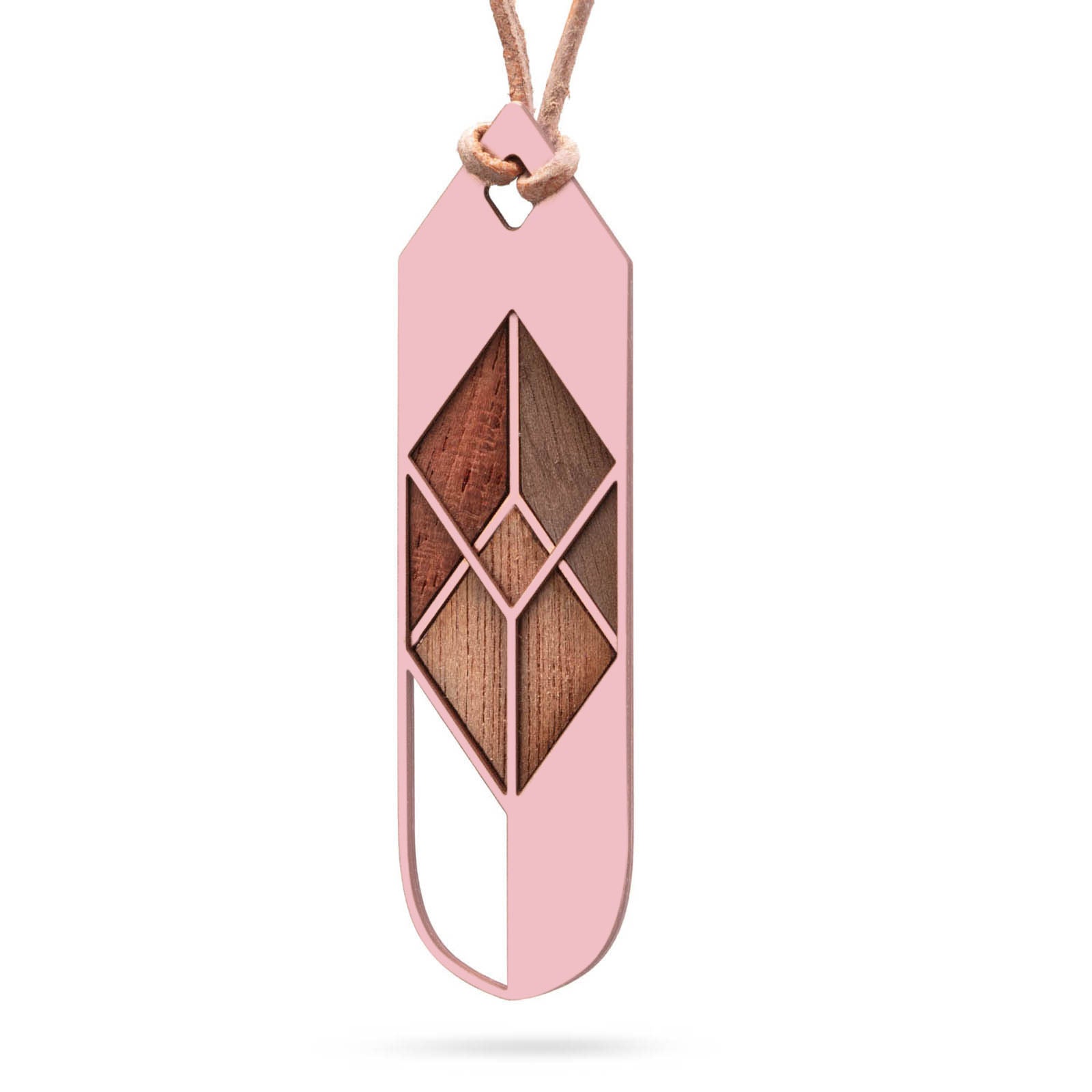 wo/men unisex Anhänger mit Holz | rosévergoldet matt