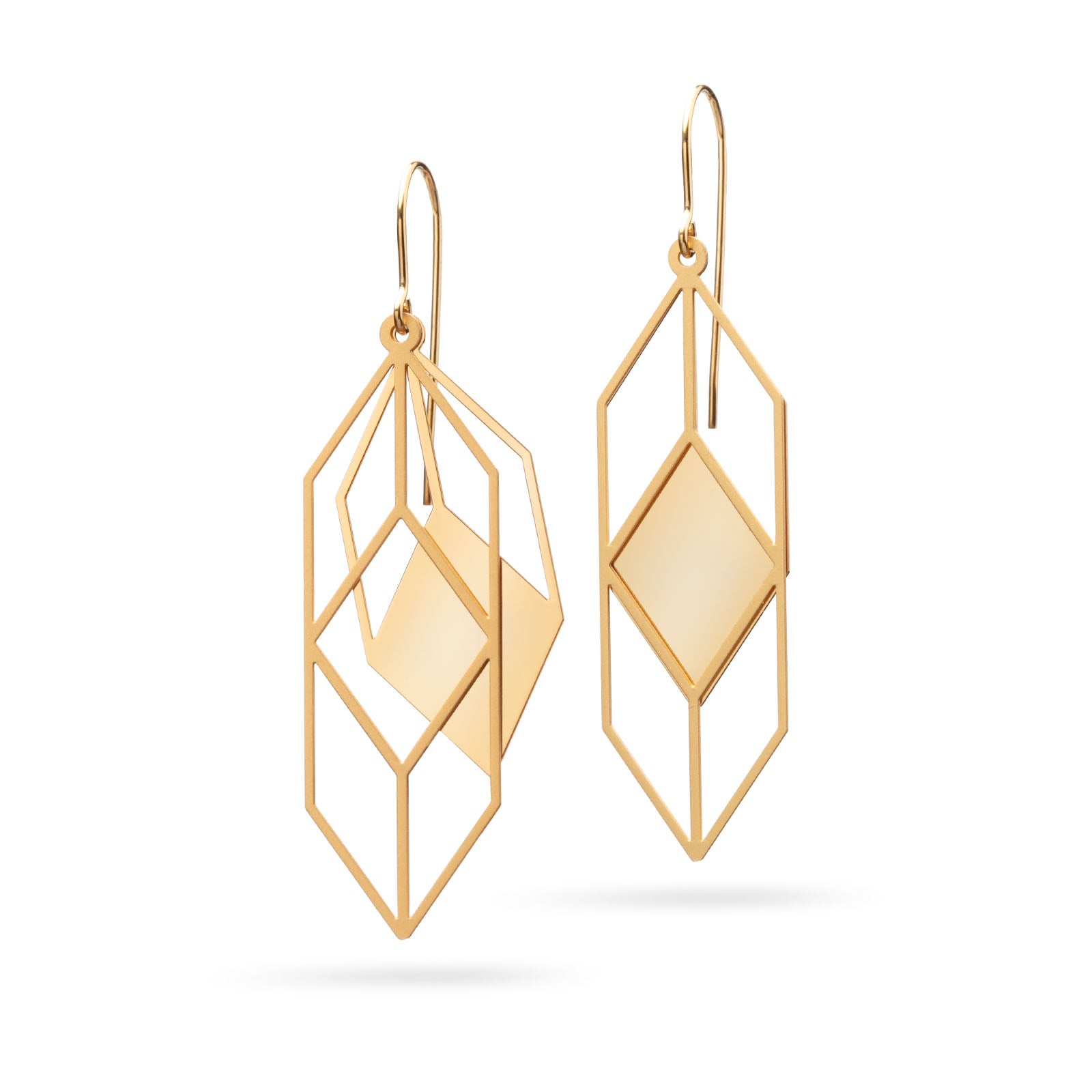 Bewegliche Ohrringe lang vergoldet