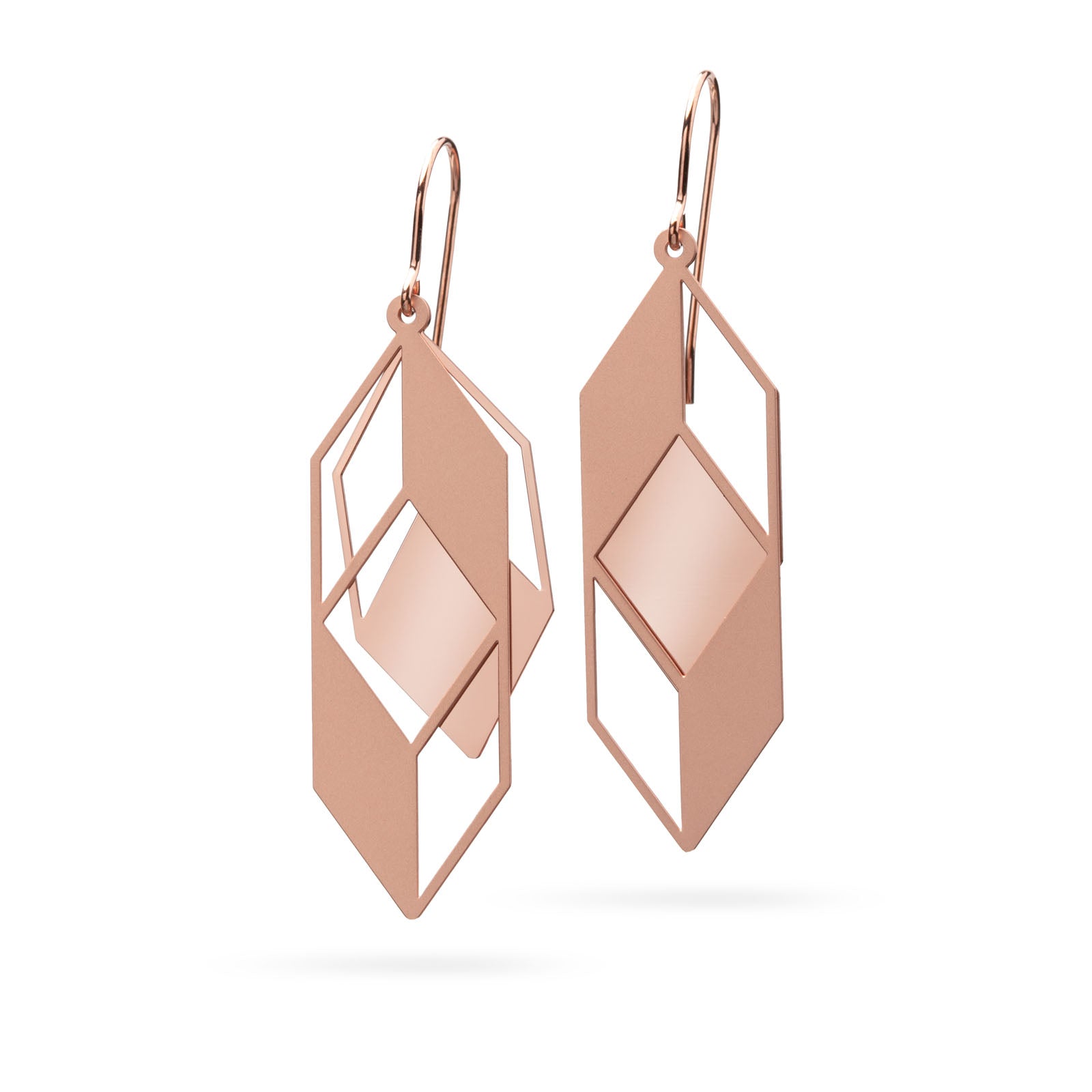 Raffinierte geometrische Ohrringe rosévergoldet