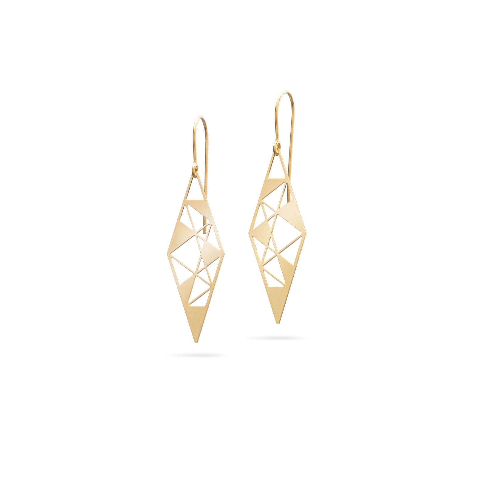 Kleine rautenförmige Ohrringe | vergoldet glänzend
