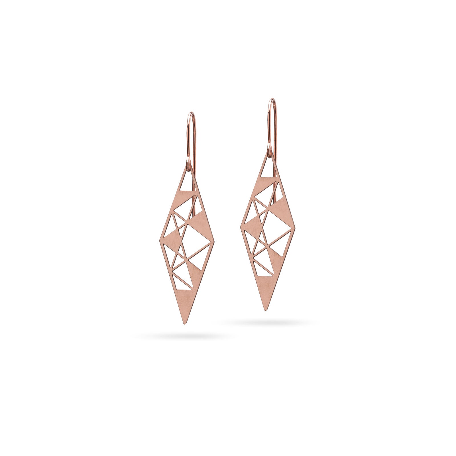 Kleine rautenförmige Ohrringe | Bronze