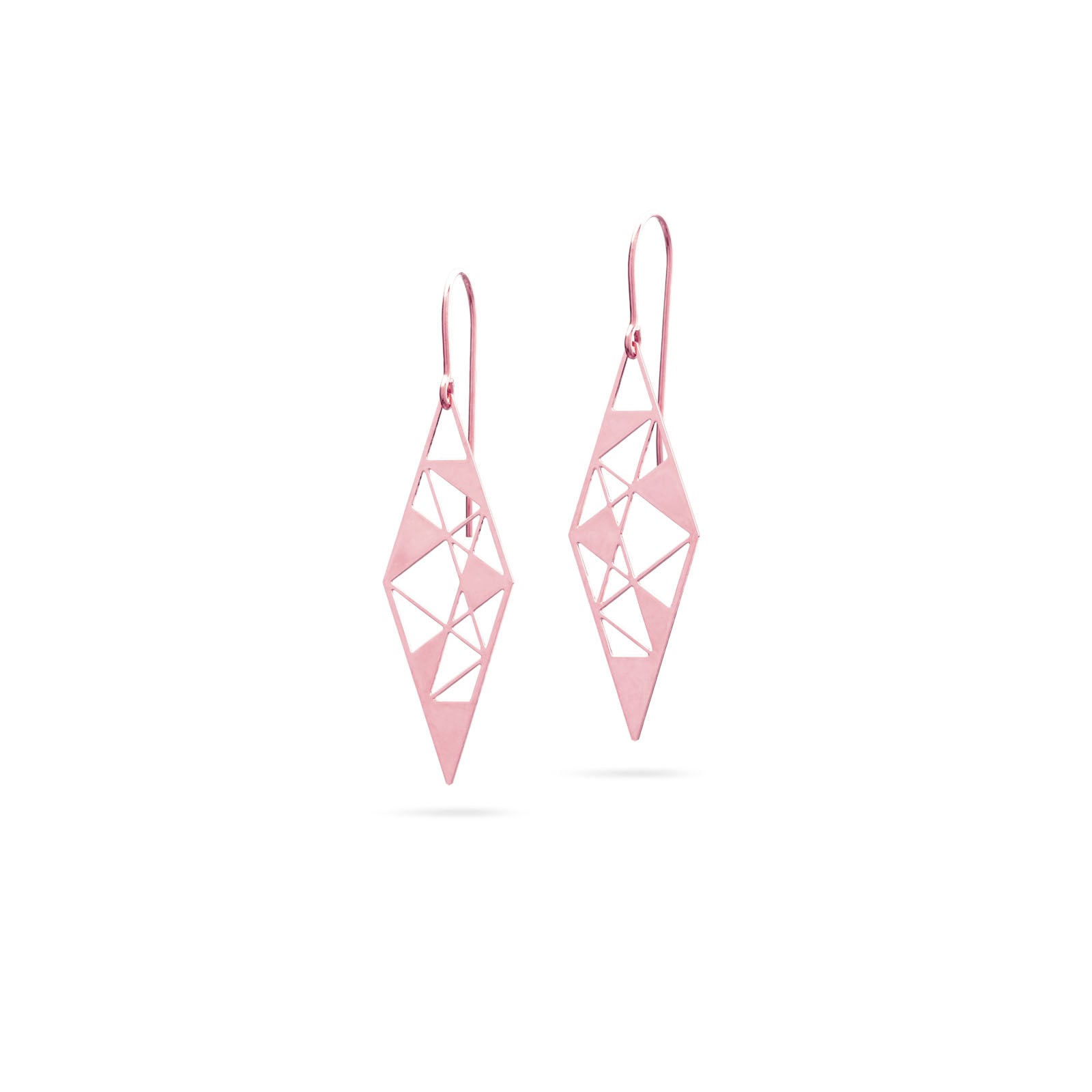 Kleine rautenförmige Ohrringe | rosévergoldet matt