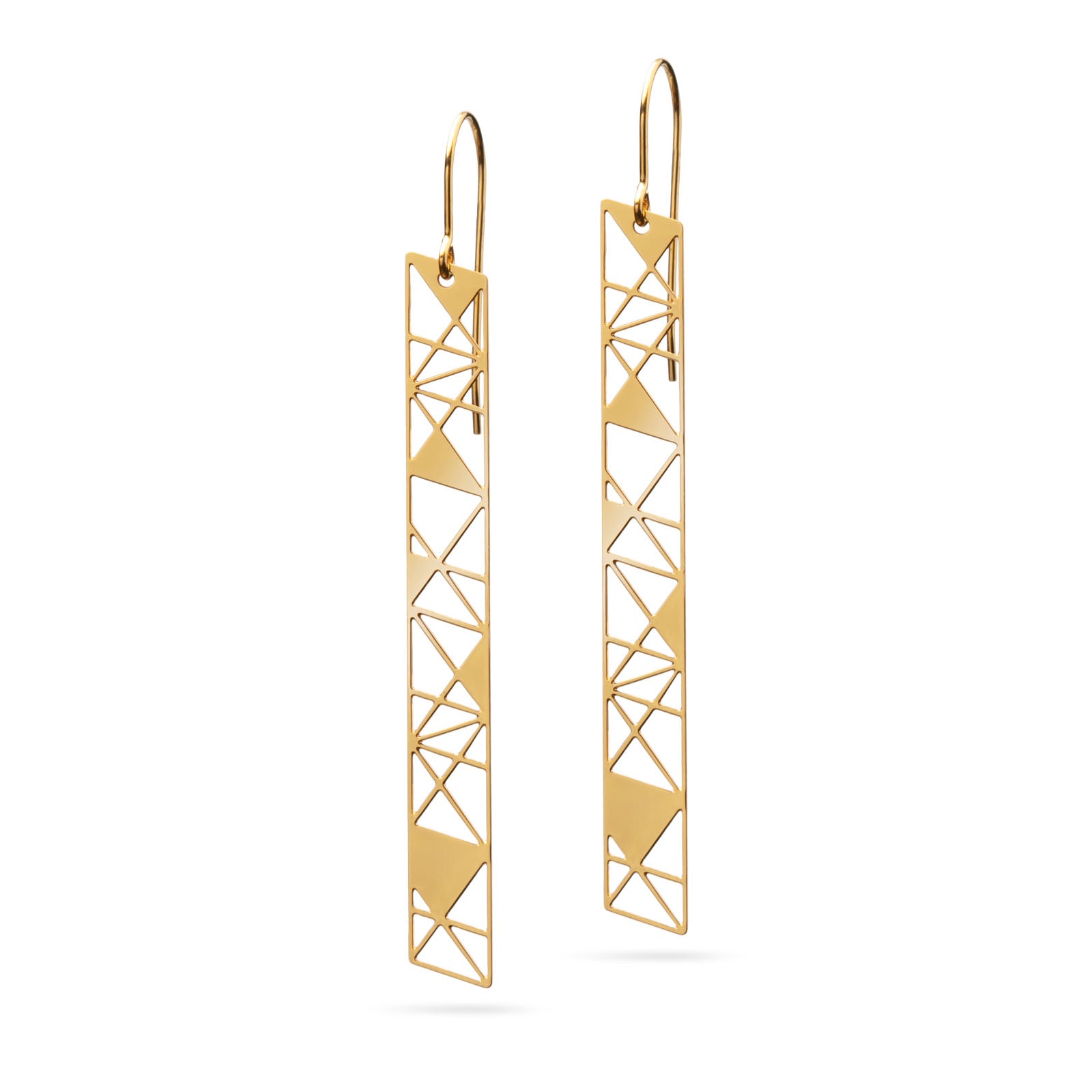 Lange schmale Ohrringe vergoldet glänzend