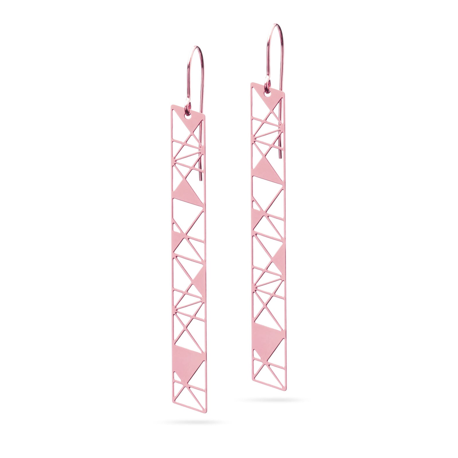 Lange schmale Ohrringe rosévergoldet matt