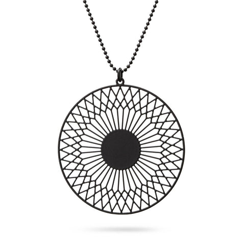 Schwarze Sonne Kettenanhänger | schwarze Kugelkette - Ausgefallener Designerschmuck, bracelets/Armbänder, earrings/Ohrringe, necklaces/Ketten