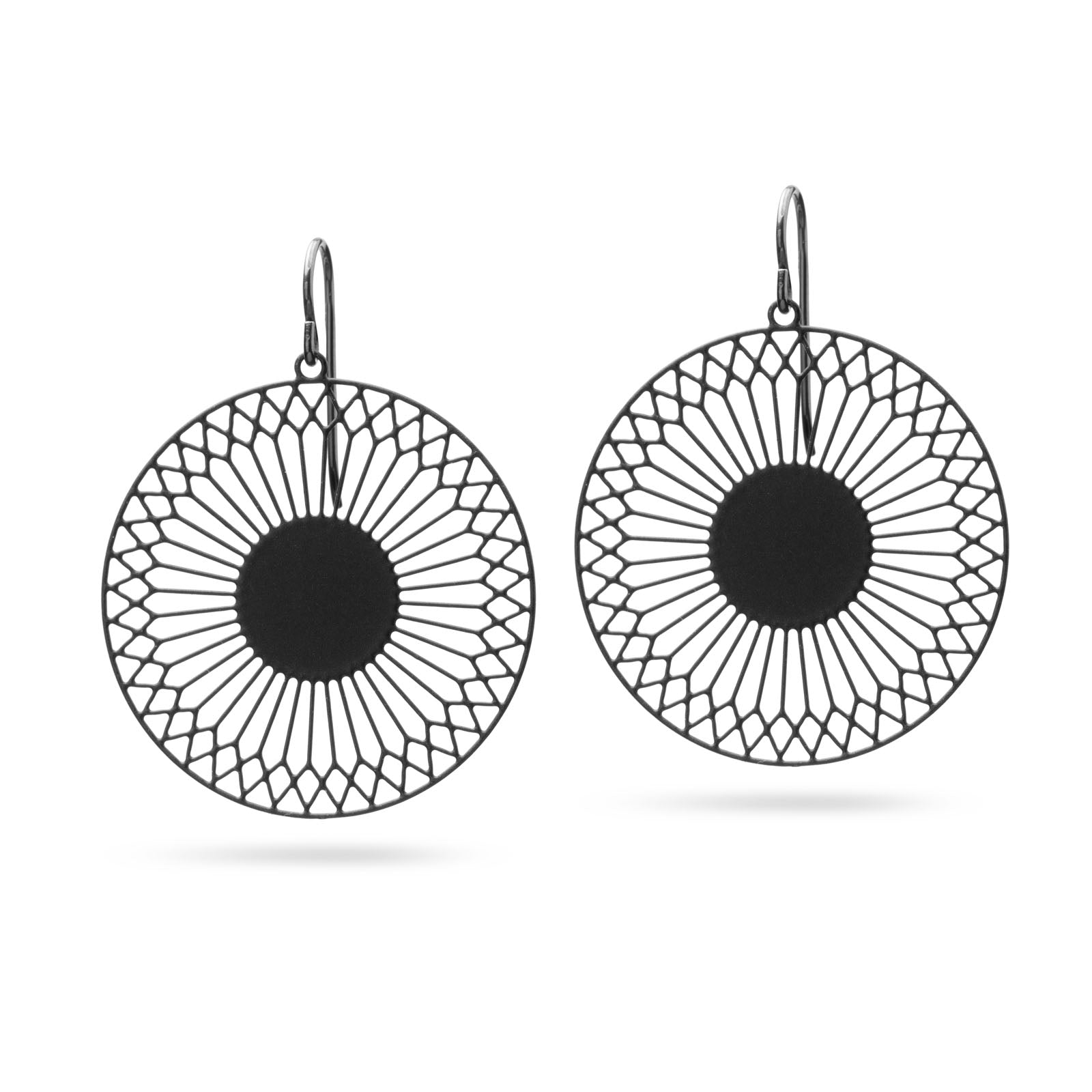 Runde Ohrringe Sonnensymbol schwarz