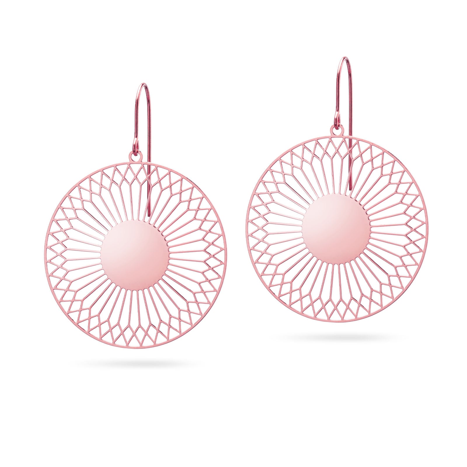 Runde Ohrringe Sonnensymbol rosévergoldet glänzend