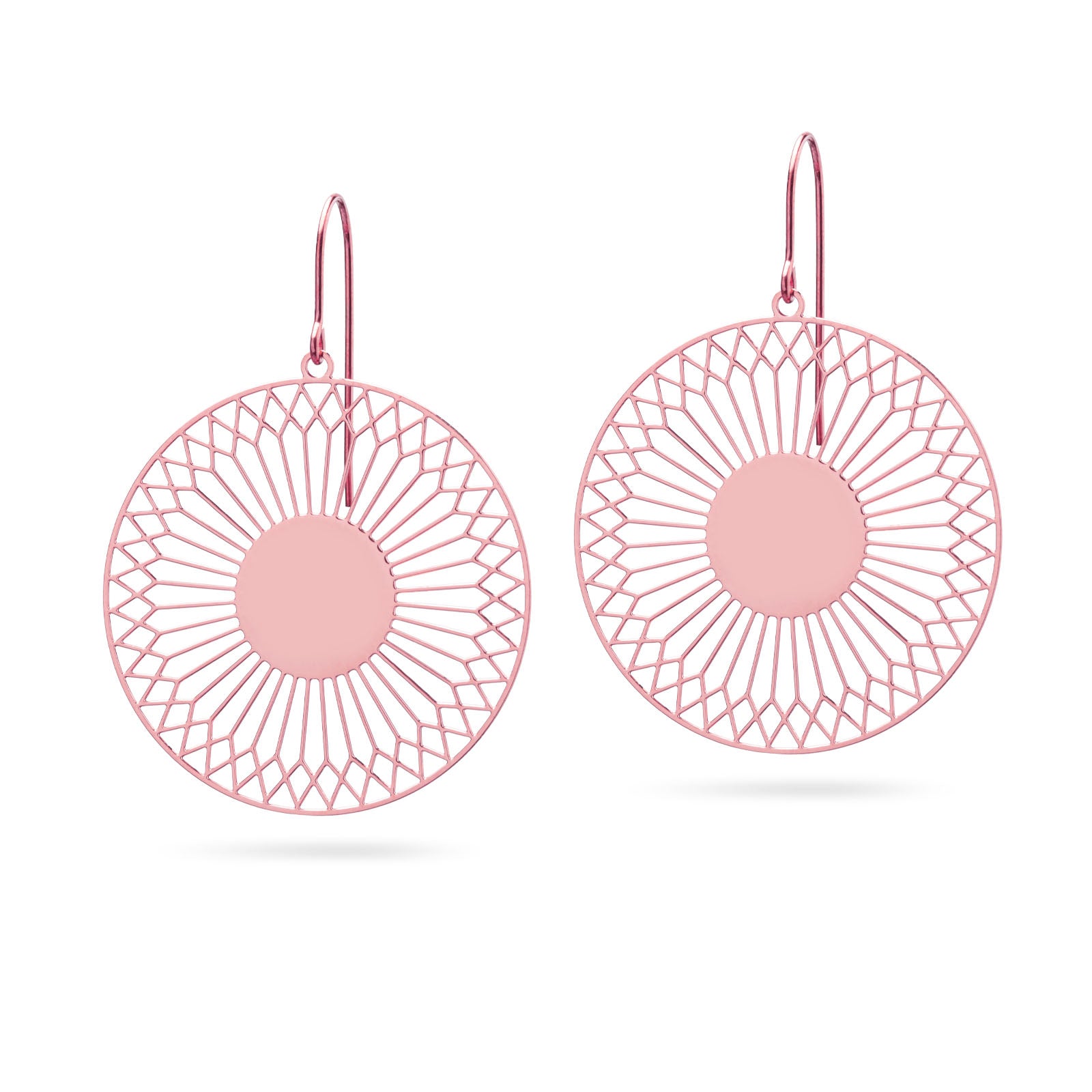 Runde Ohrringe Sonnensymbol rosévergoldet matt