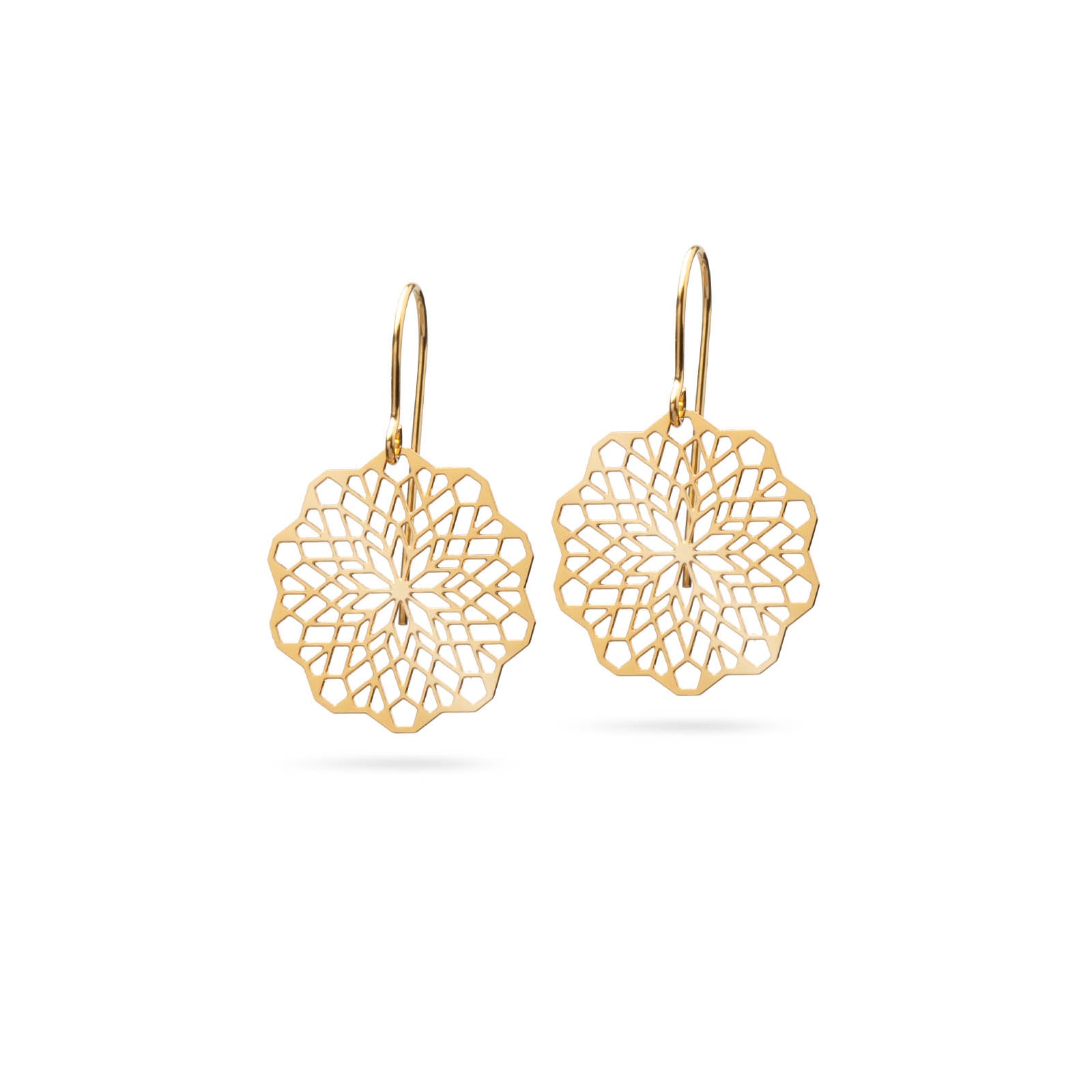 Filigrane Ornament Ohrringe vergoldet glänzend