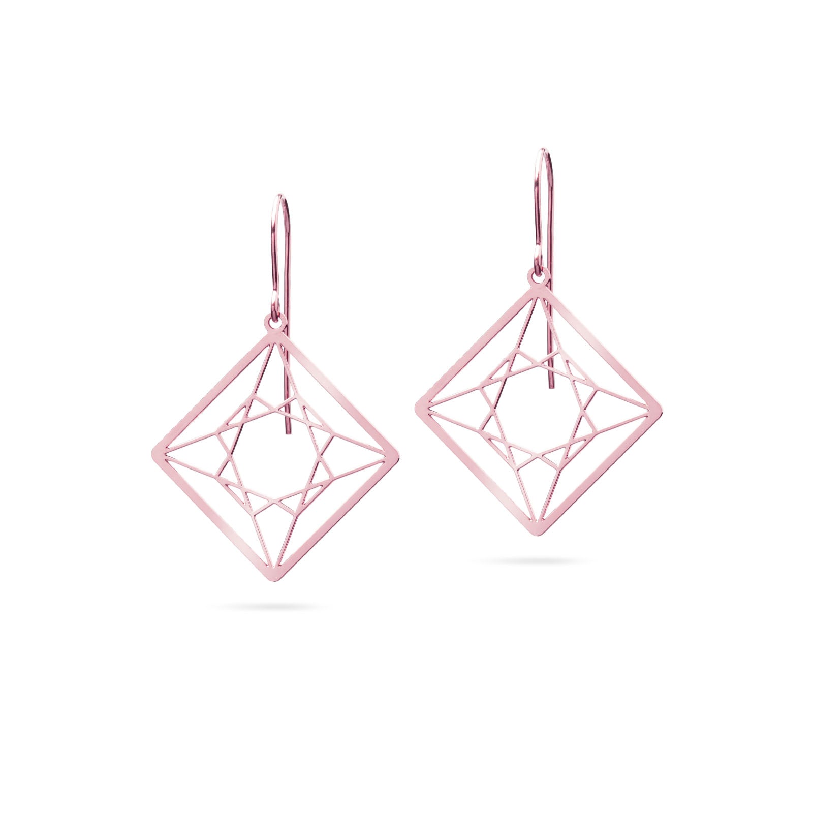 Ohrringe Princess Cut rosévergoldet glänzend