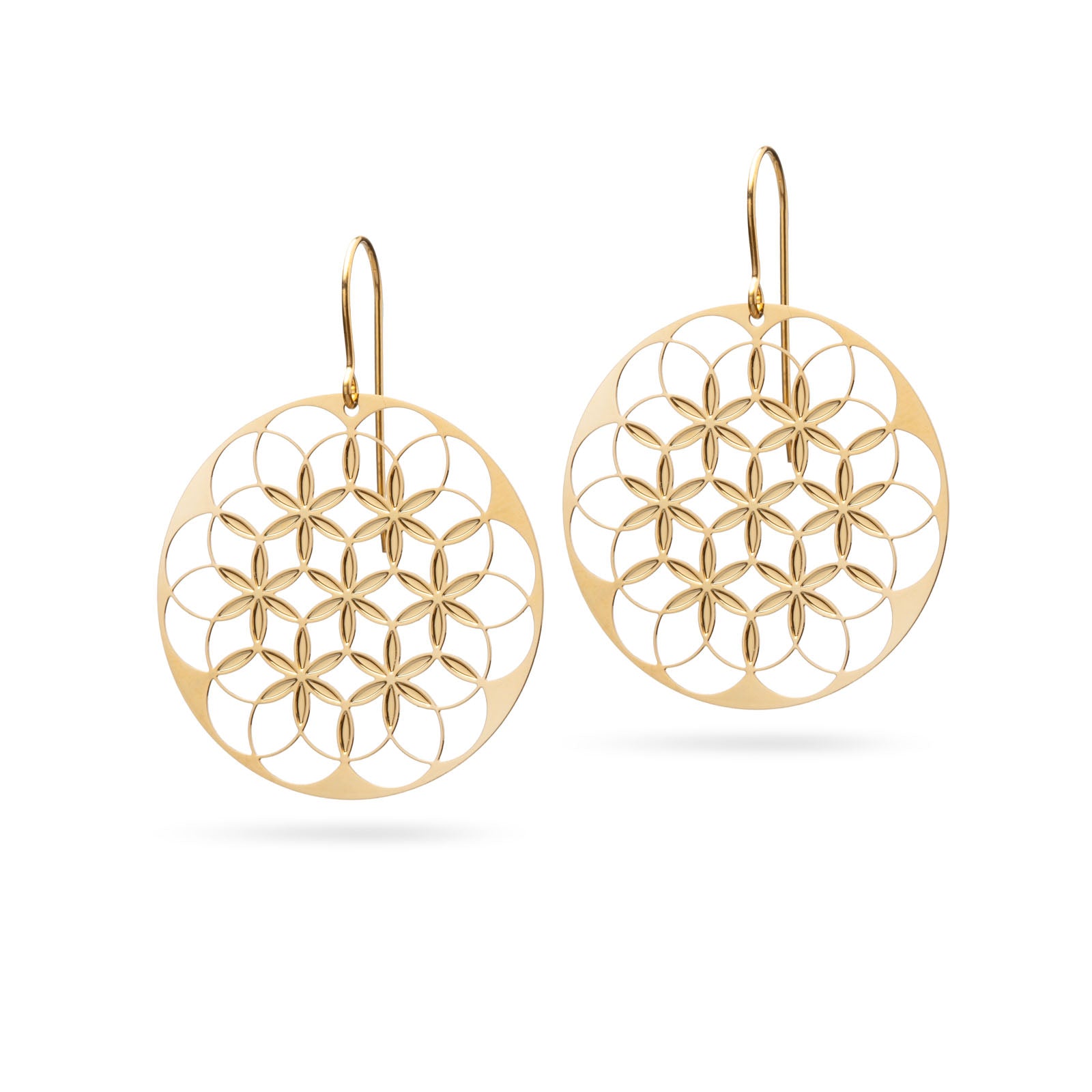 Flower of Life Ohrringe vergoldet glänzend