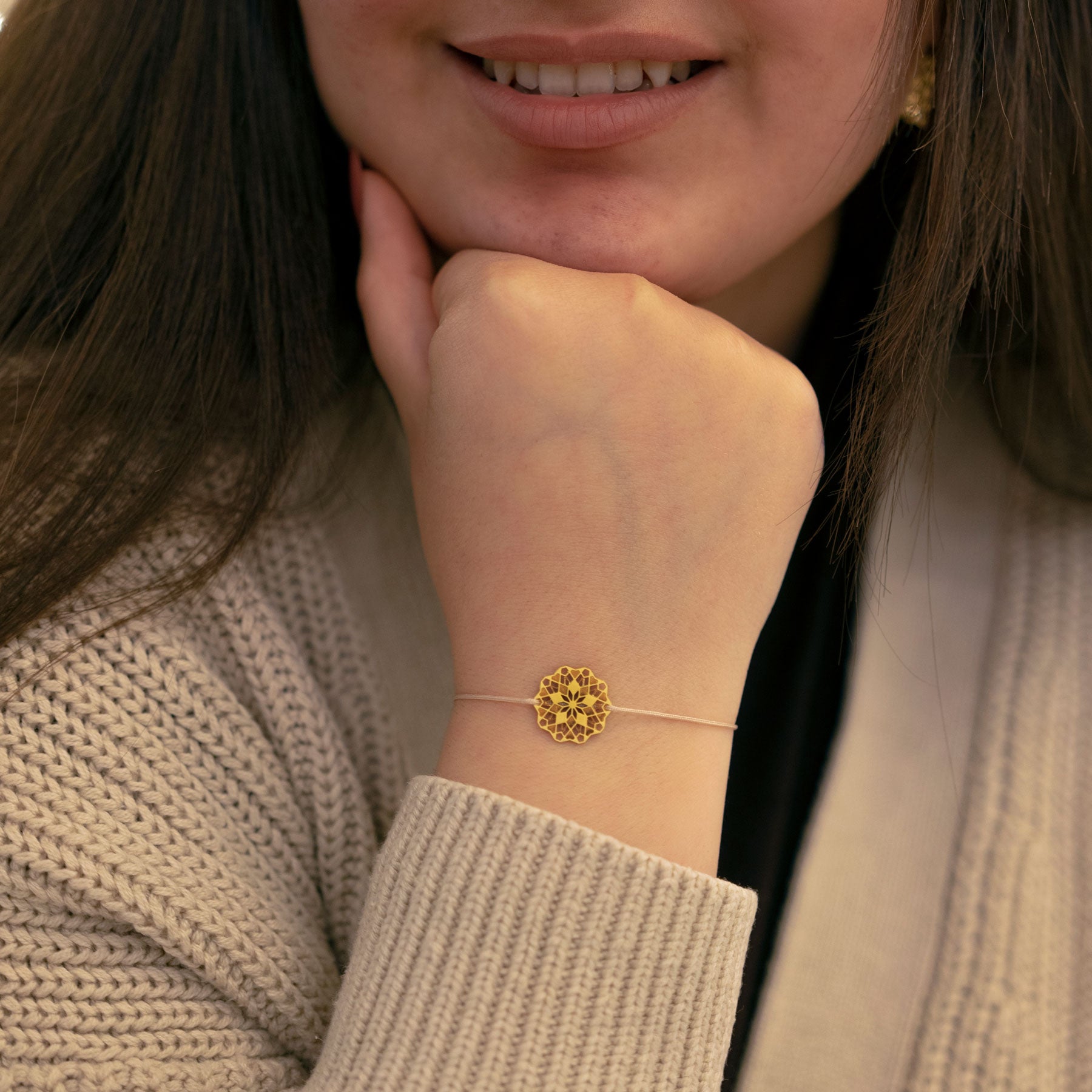 Mandala-Armband "Floria" rosévergoldet - einfaches Band