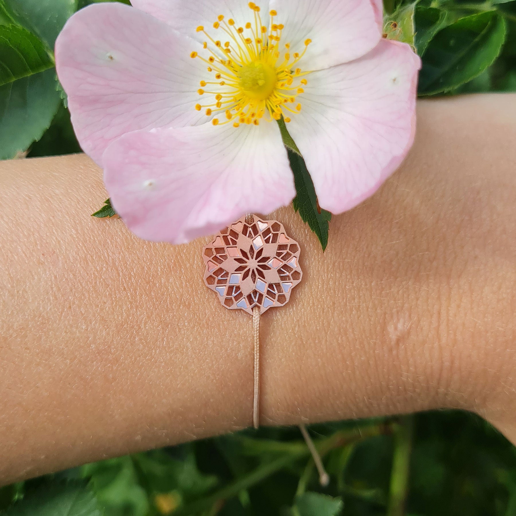 Mandala-Armband "Floria" rosévergoldet - einfaches Band