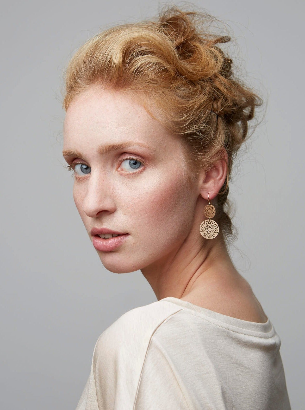 Florale Bicolor Ohrhänger silber/gold