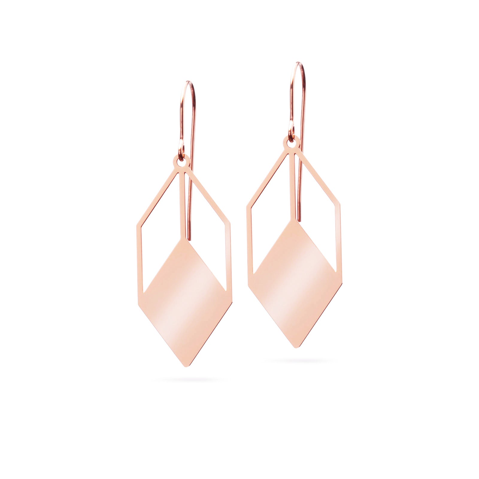 Designer Ohrringe grafisch rosévergoldet glänzend