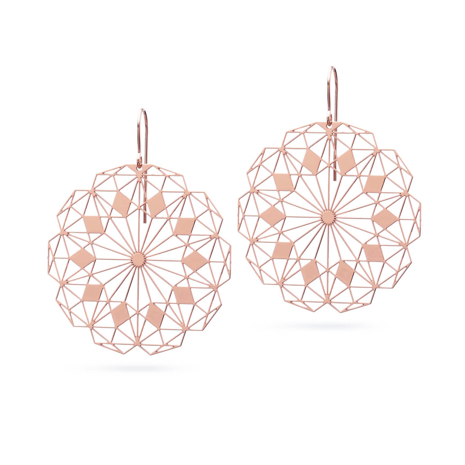Ausgefallene moderne Ohrringe Roségold matt