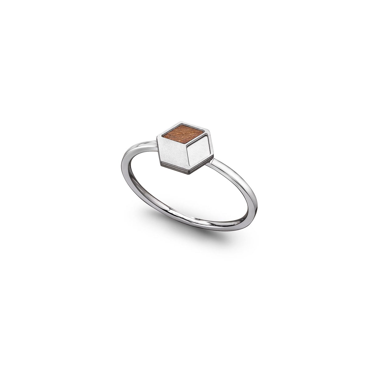 Kubus Ring mit Holz